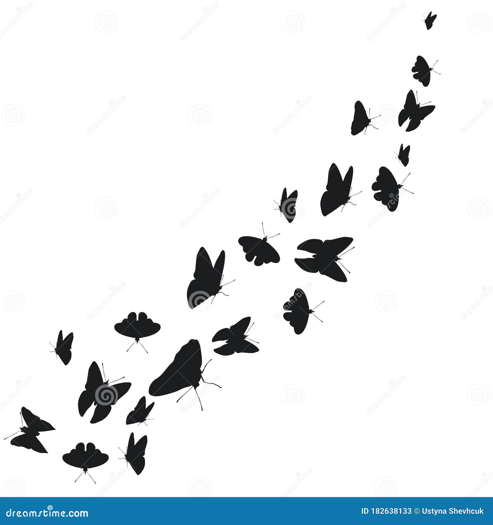 Fliegende Schmetterlinge Isoliert Auf Weißen Backgroundbutterflies in  Bewegung.. Banner Mit Schmetterlinge. Ikonensatz 3d Stock Abbildung -  Illustration von kunst, gezeichnet: 182638133