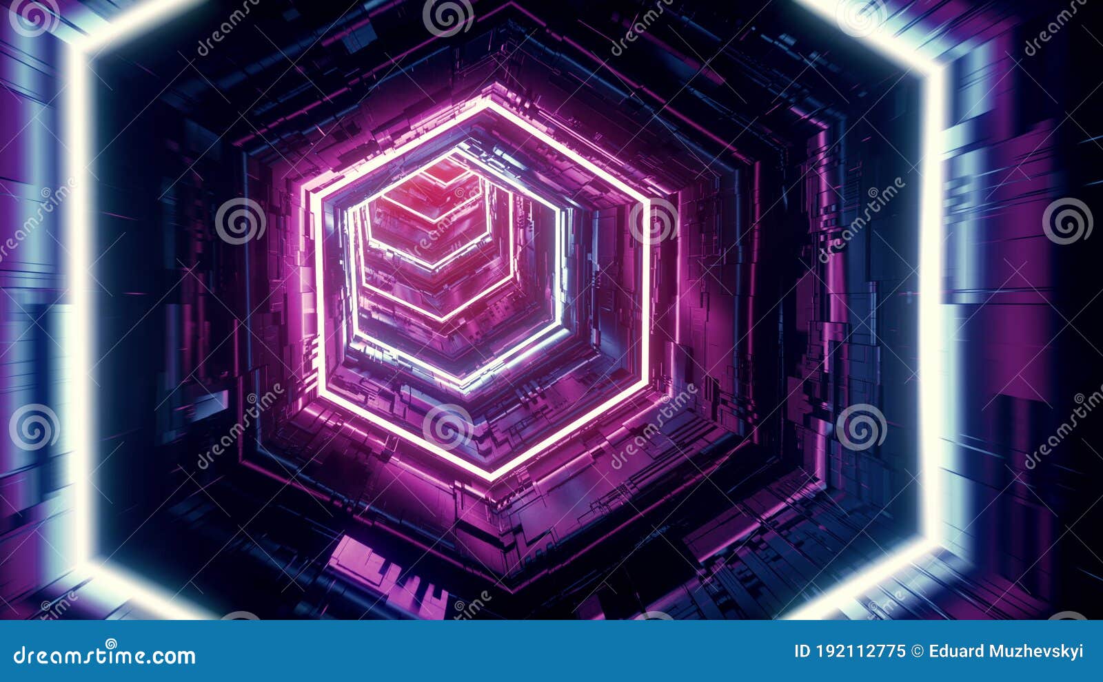 Flight in Abstract Sci-fi Tunnel. Futuristic Background for Music Video  Stock Illustration - Illustration of metal, neon: 192112775