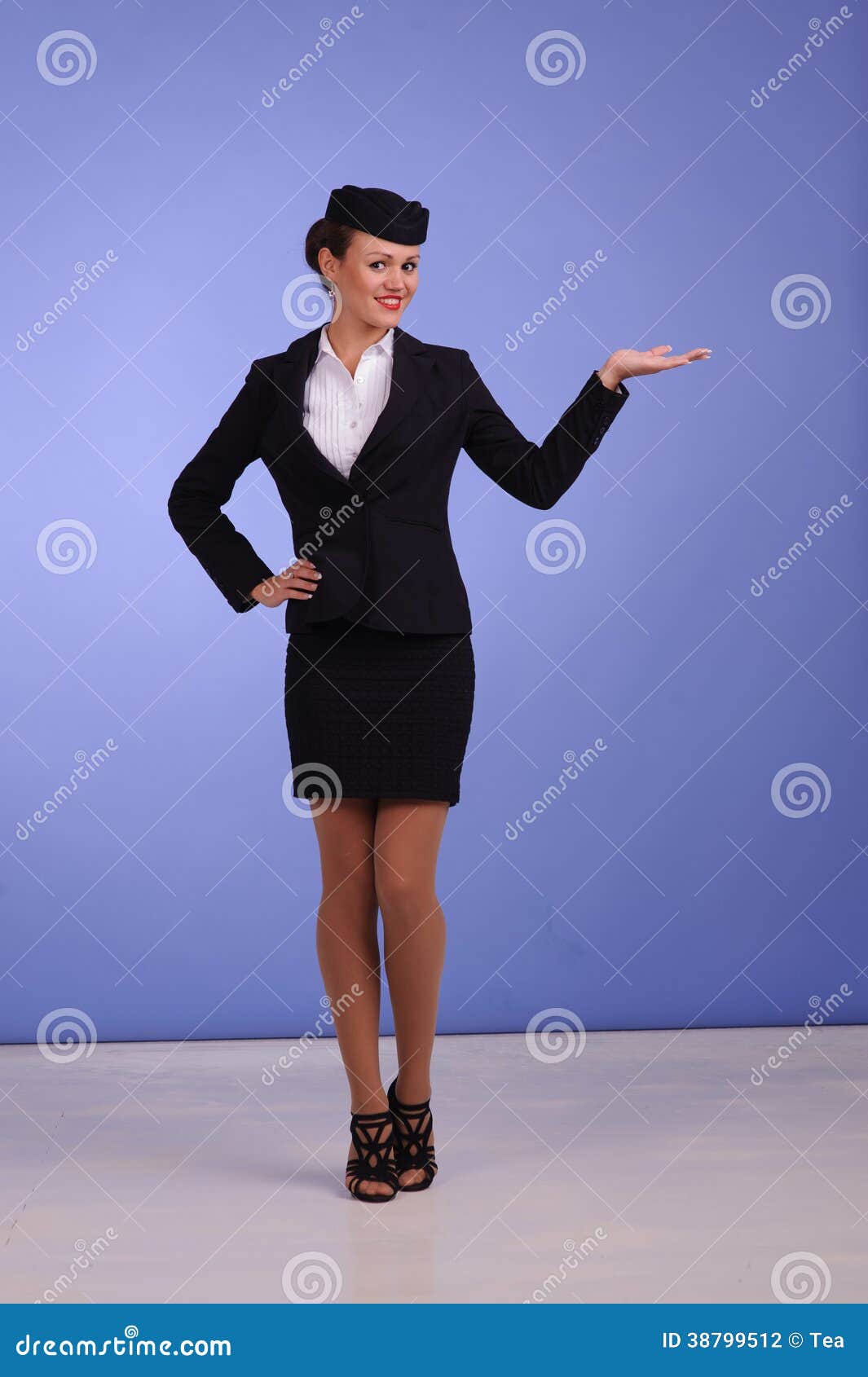 Flight Attendant in Black Clothing Stock Photo - Image of airport ...