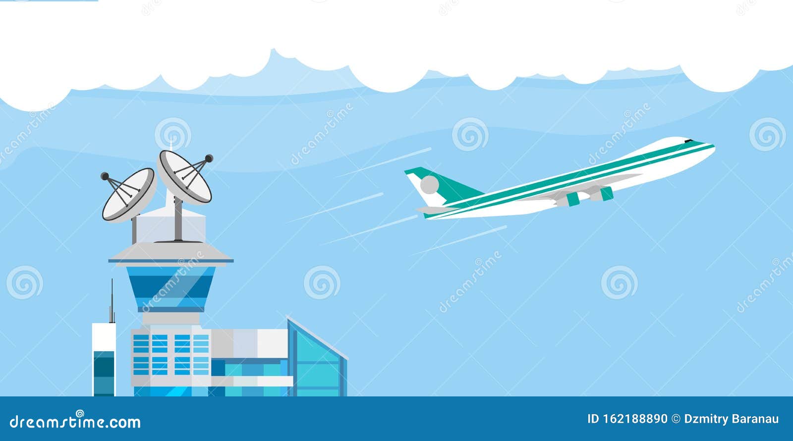 Flight Control Center Airplane Vector Illustration Flat Launch Station.  Cartoon Tower Satellite Discovery Travel Takeoff Aviation Stock Vector -  Illustration of vector, space: 162188890