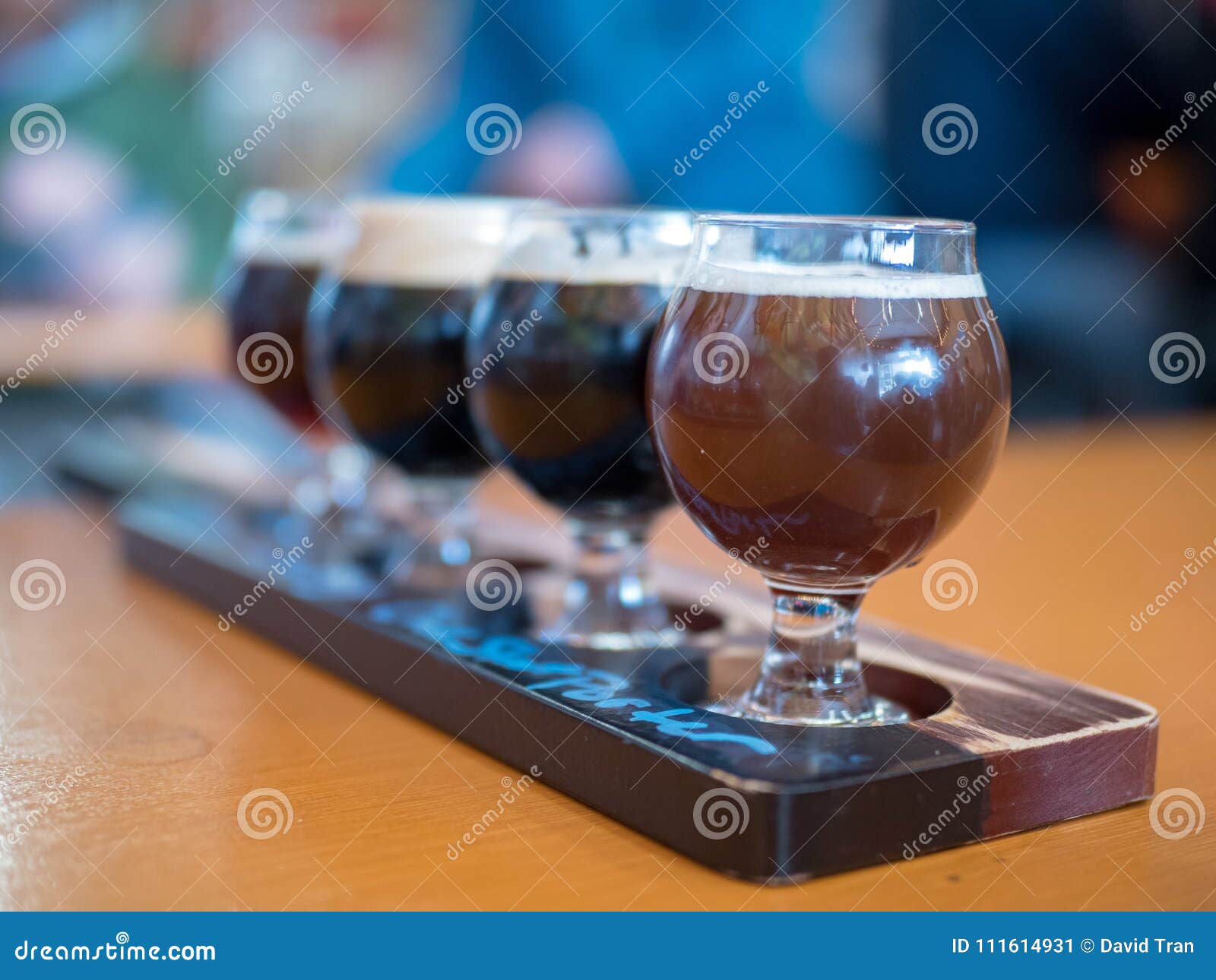 Flight of Dark Beers at a Brewery Stock Image Image of stout, glasses