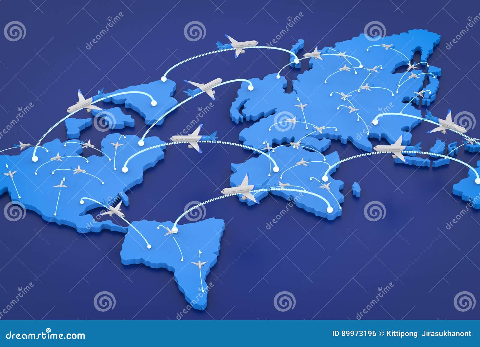 flight route with world map