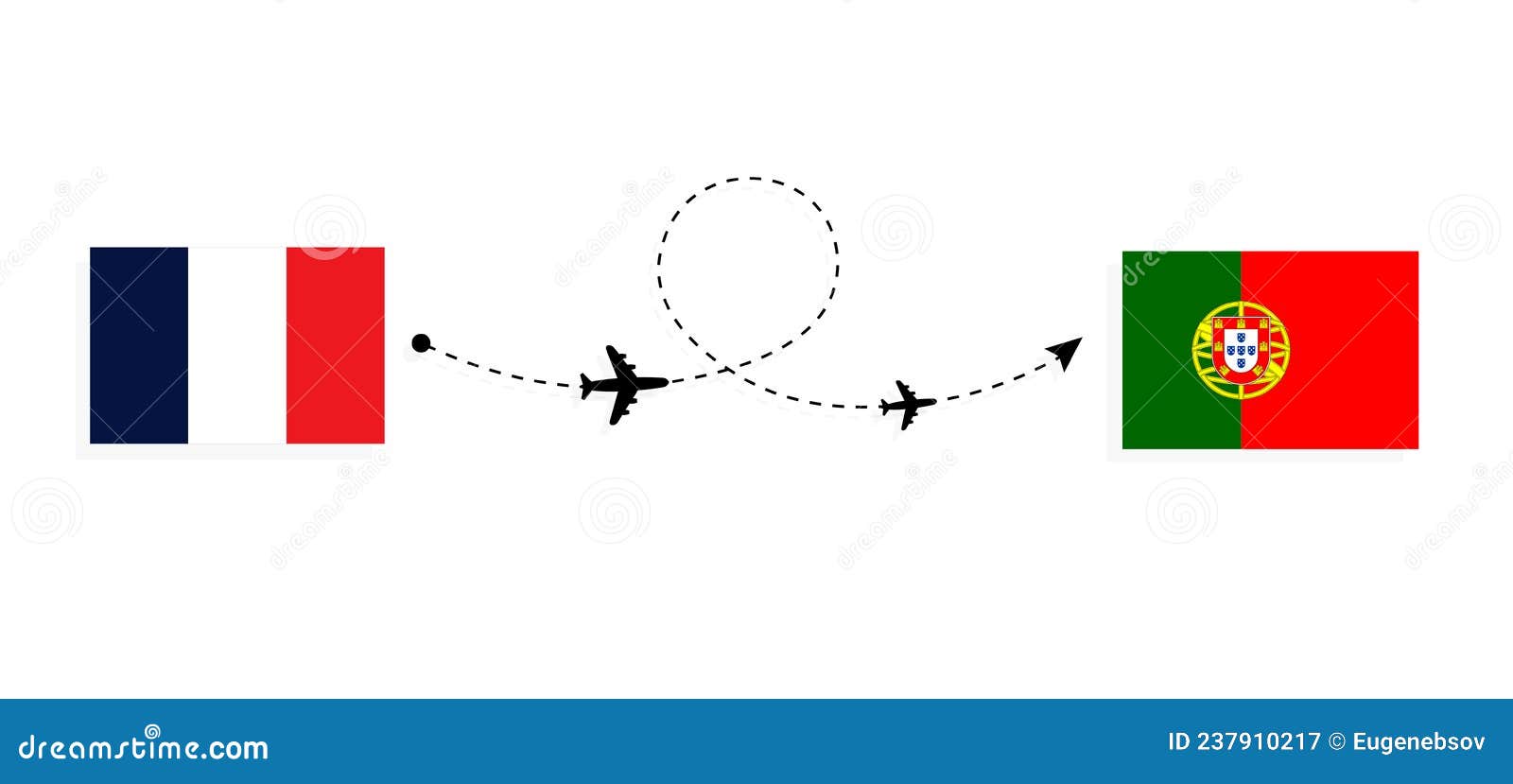 Flight and Travel from France To Portugal by Passenger Airplane Travel  Concept Stock Vector - Illustration of shopping, pass: 237910217