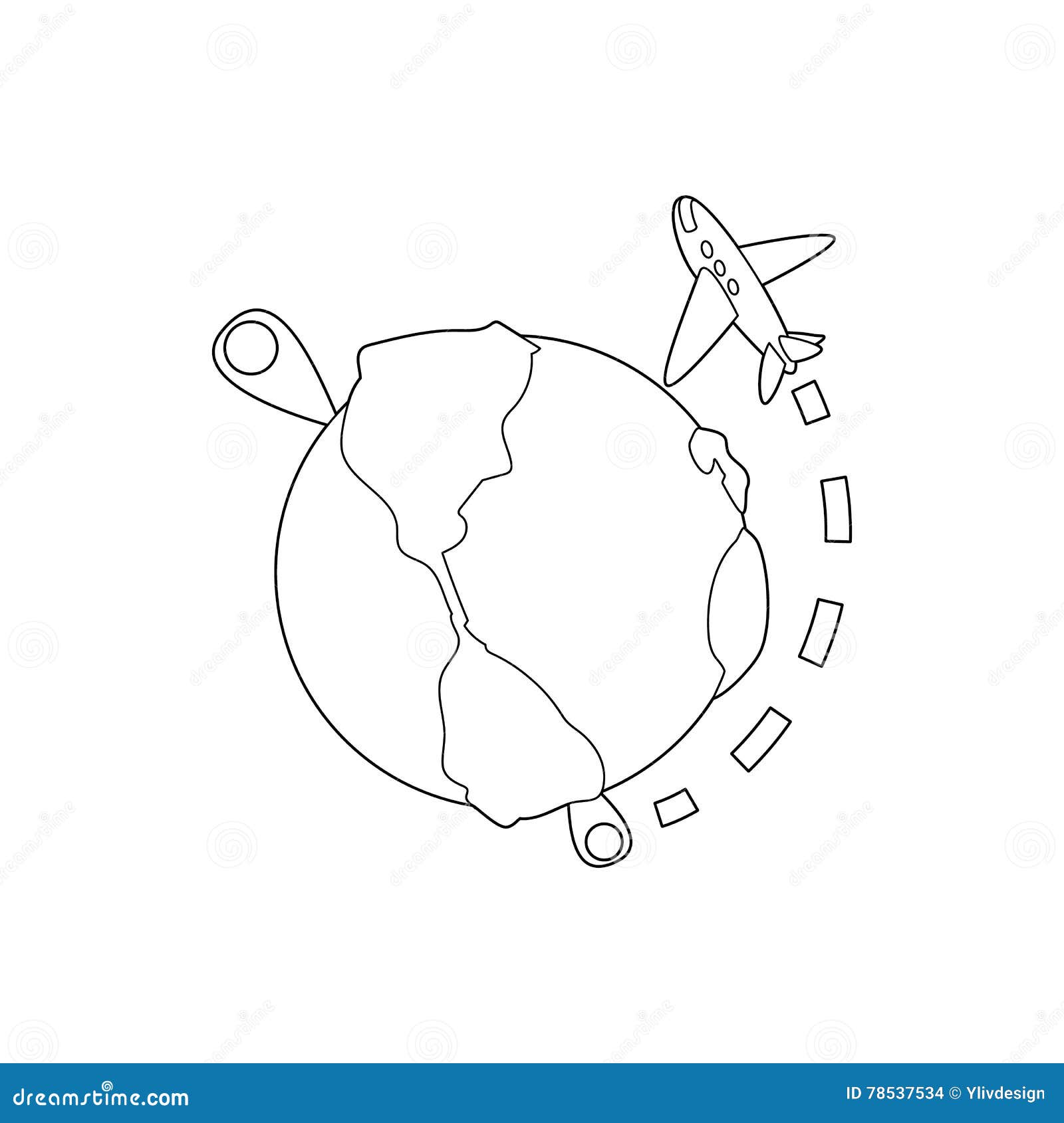 Flights Around the World Icon, Outline Style Stock Vector ...