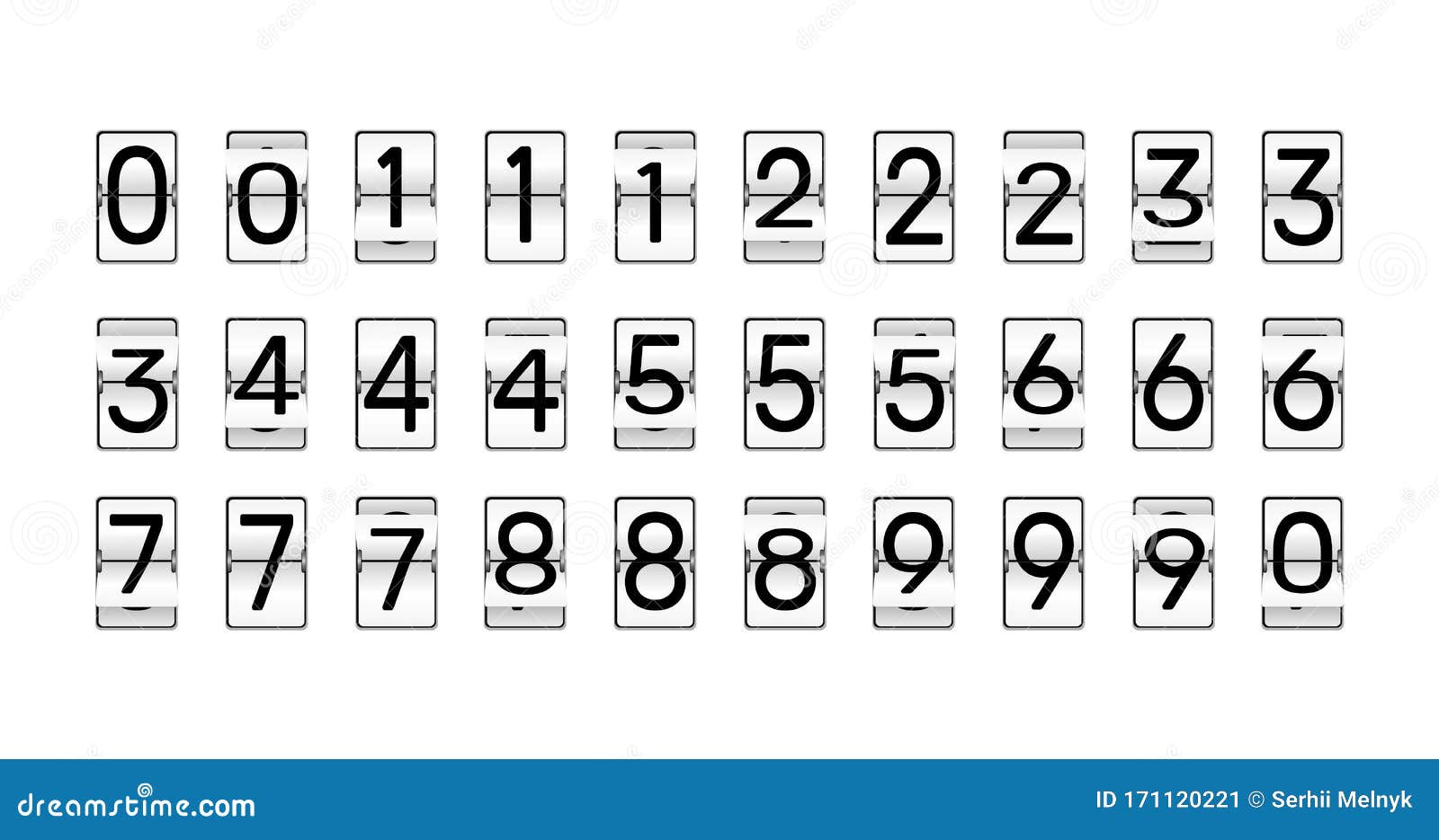 Flip clock numbers. stock vector. Illustration of icon 171120221