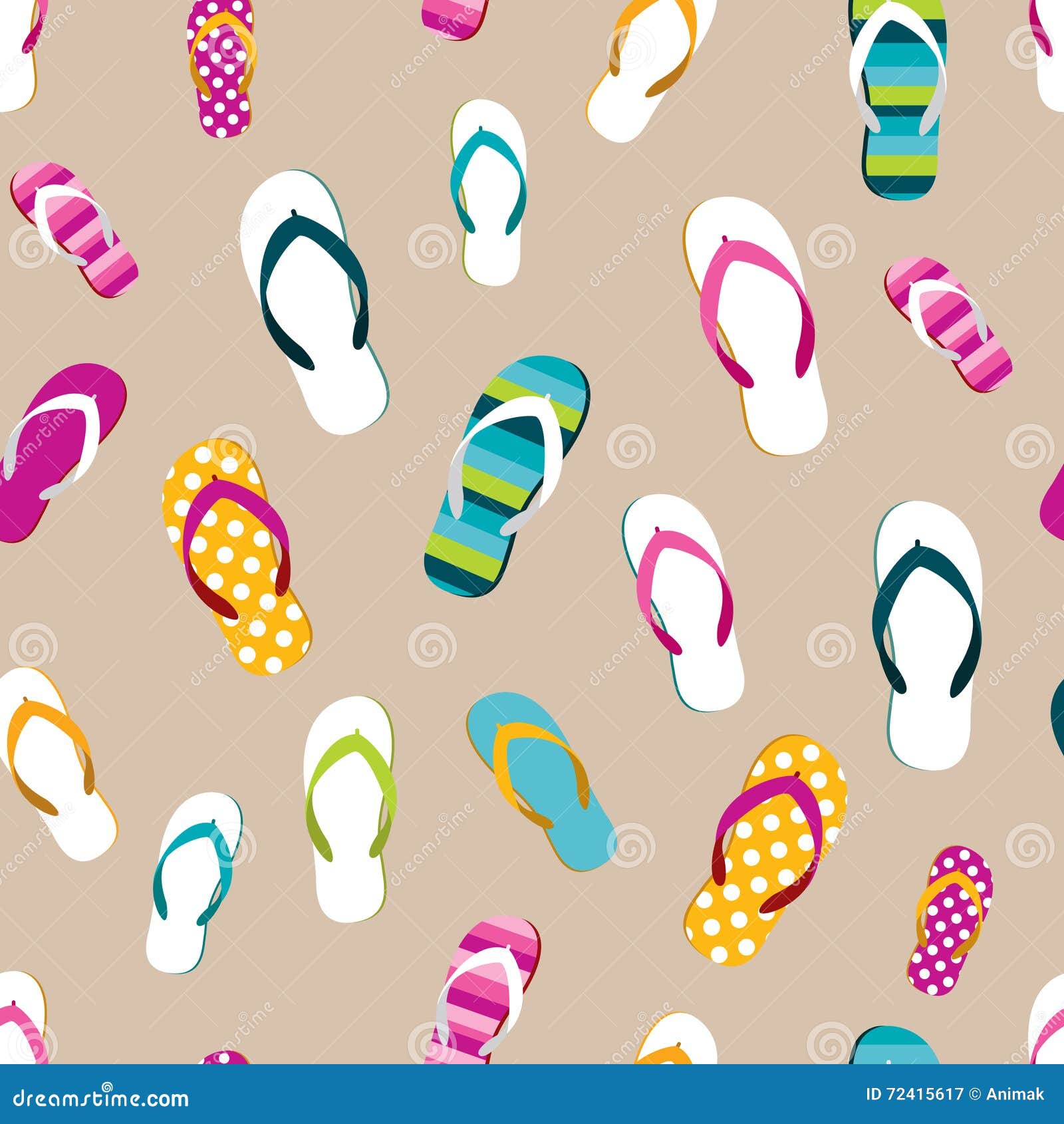 Flip Flop Color Summer Pattern. Seamless Repeat Pattern, Background ...