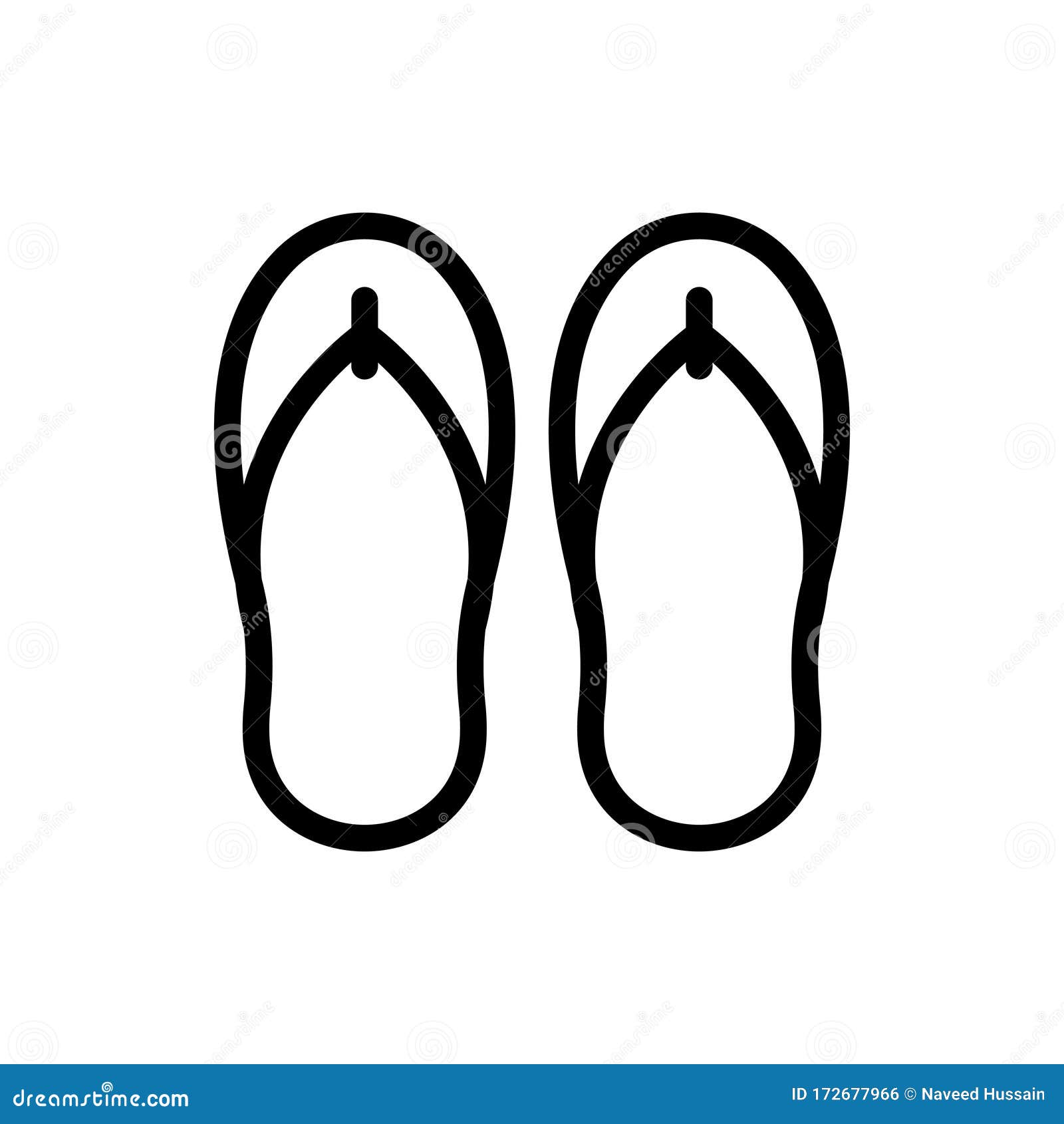 Flip Flop Vector Thin Line Icon Stock Vector - Illustration of flip ...