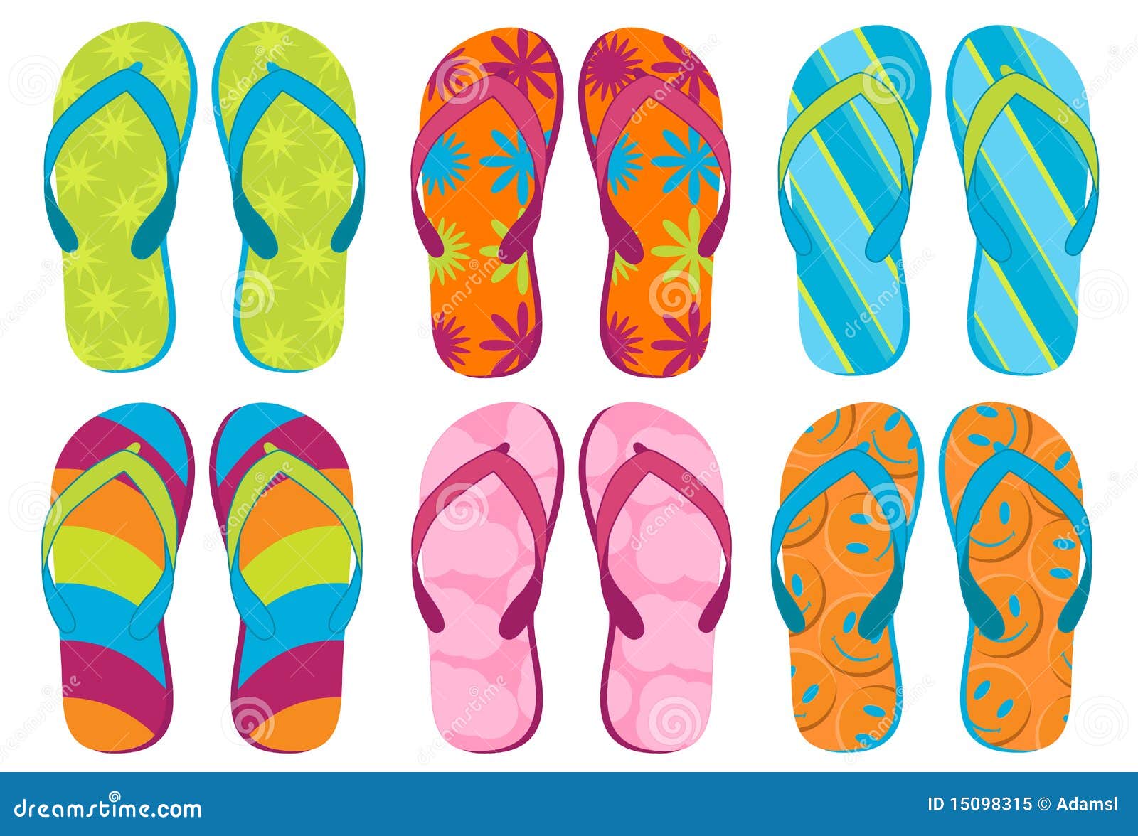 Flip Flops stock vector. Illustration of bright, beach - 15098315