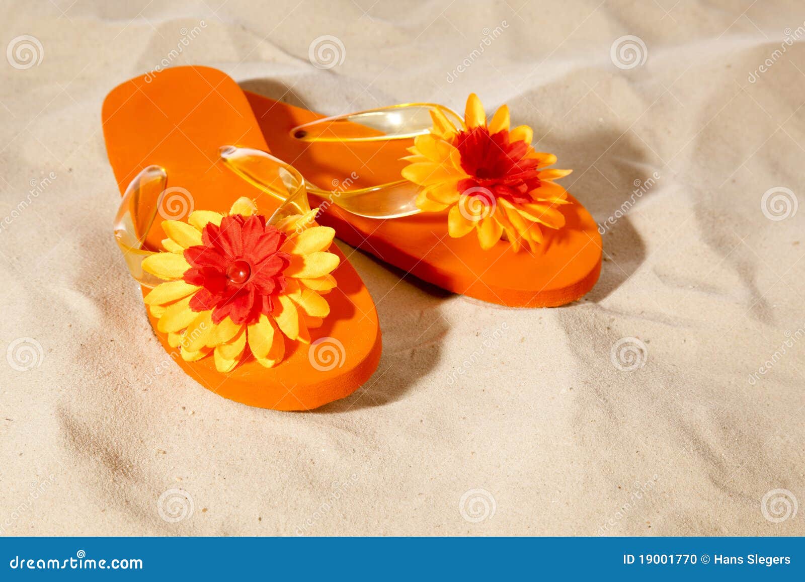 Flip-flops on the beach stock photo. Image of objects - 19001770