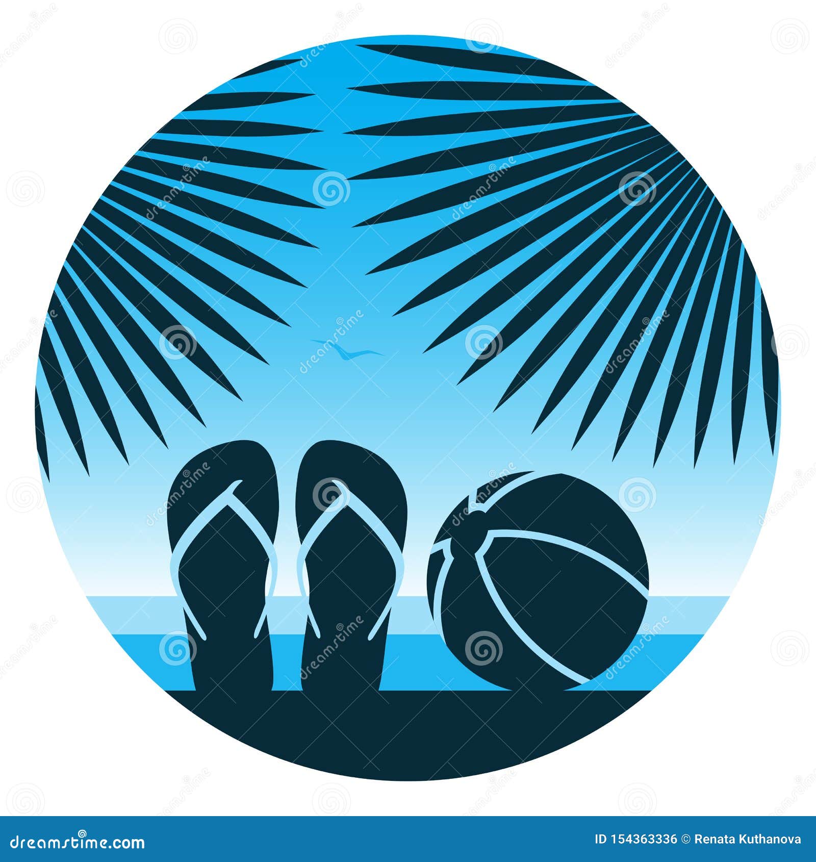Flip flops and beach ball stock illustration. Illustration of play ...