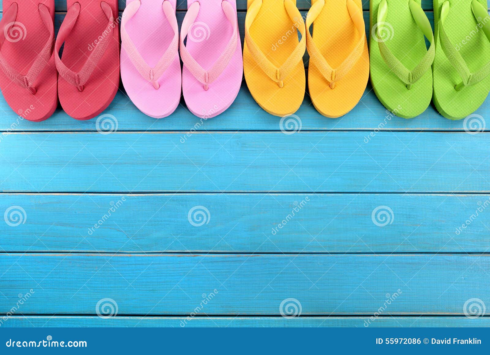 Flip Flops Border, Summer Beach Background, Copy Space Stock Photo ...