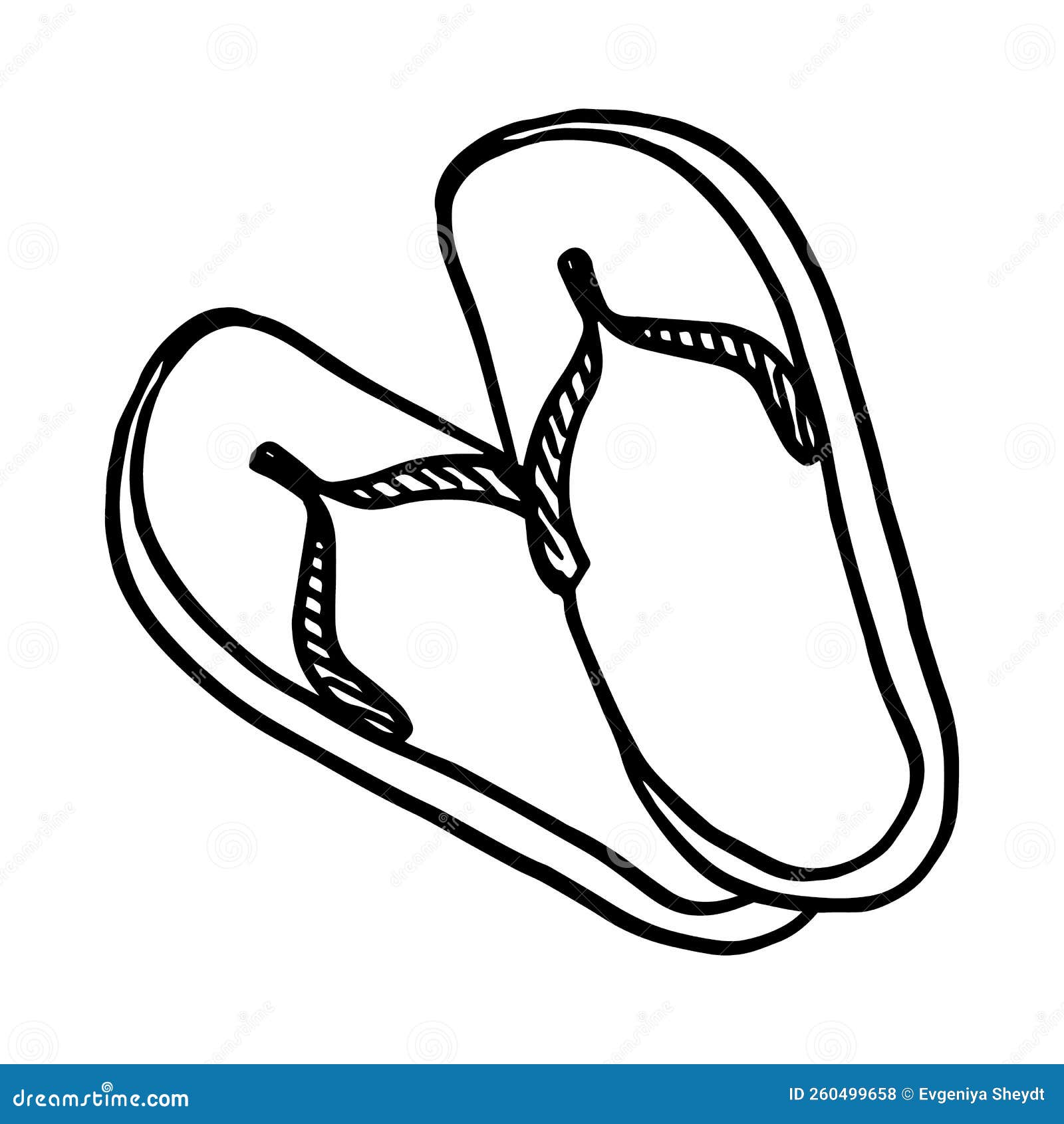 Flip Flops Doodle Style Vector Illustration Isolated on White ...