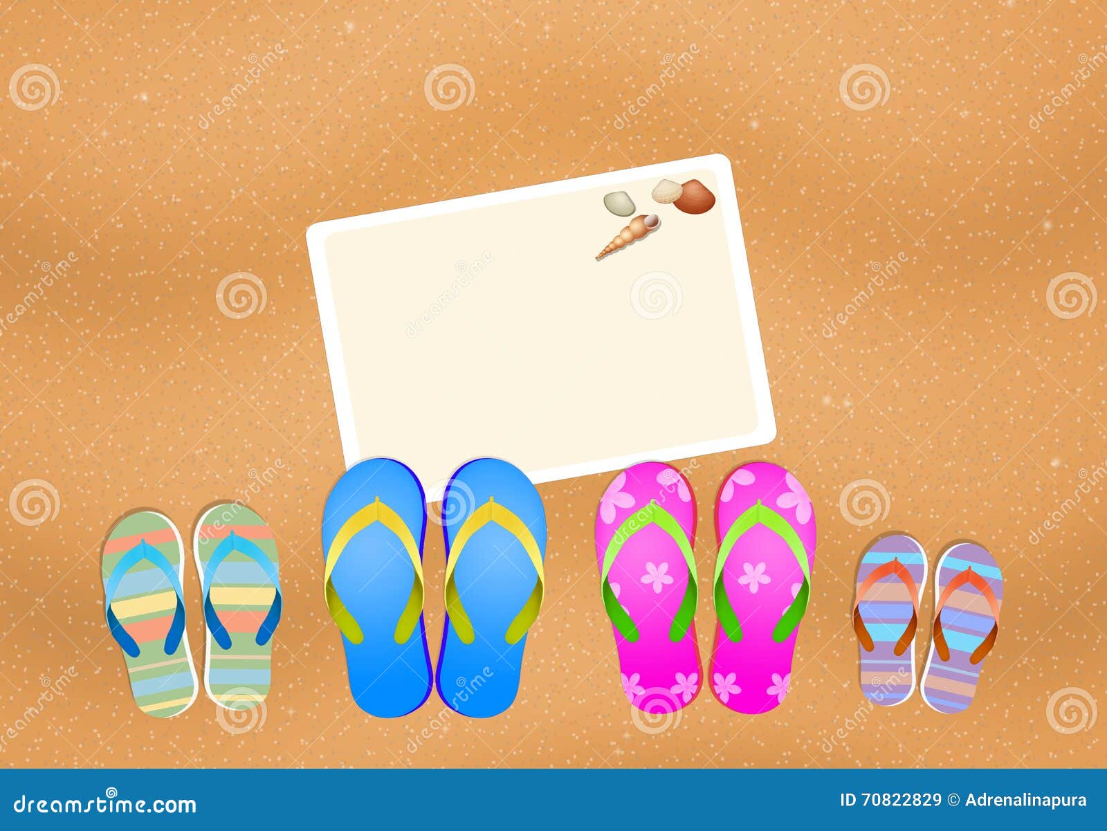 Flip Flops for Family on the Beach Stock Illustration - Illustration of