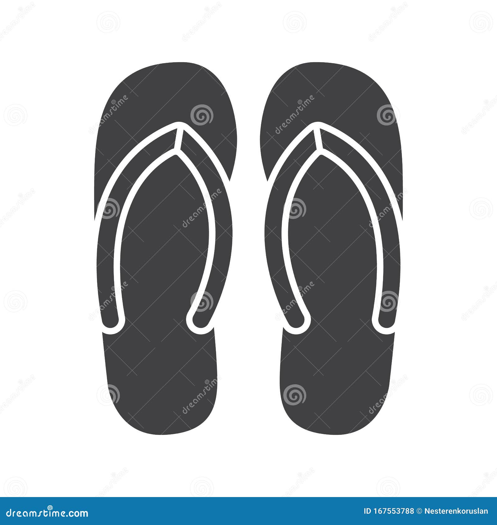 Flip flops glyph icon stock vector. Illustration of style - 167553788