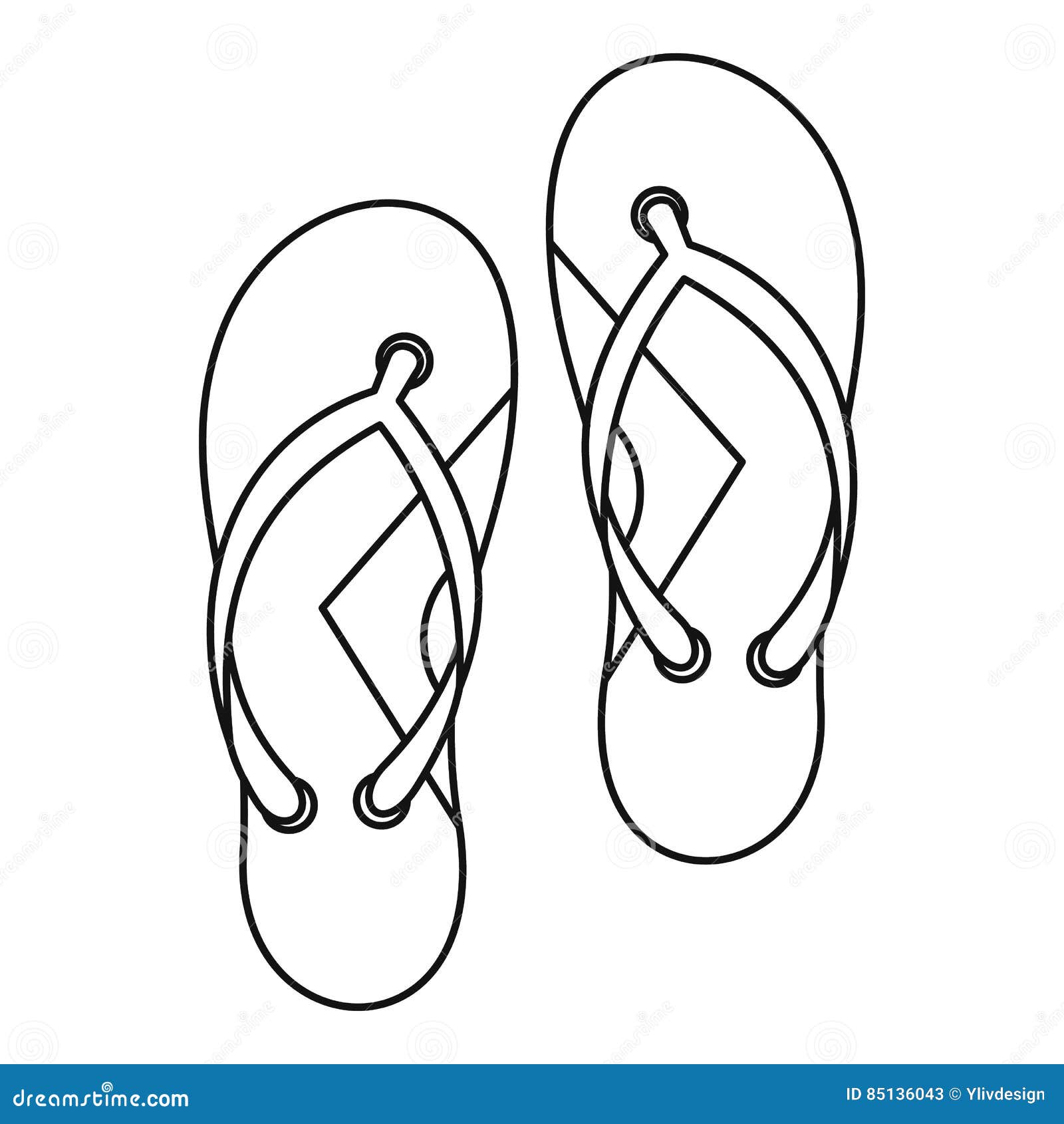 Flip Flops Icon, Outline Style Stock Vector - Illustration of janeiro ...