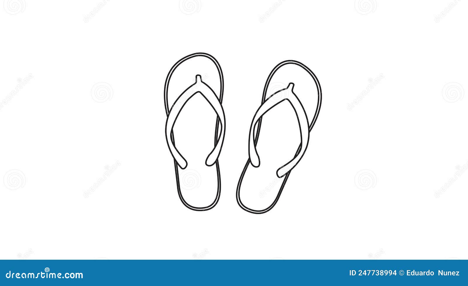 Flip Flops Illustration. Vector Isolated Linear Black and White Stock ...