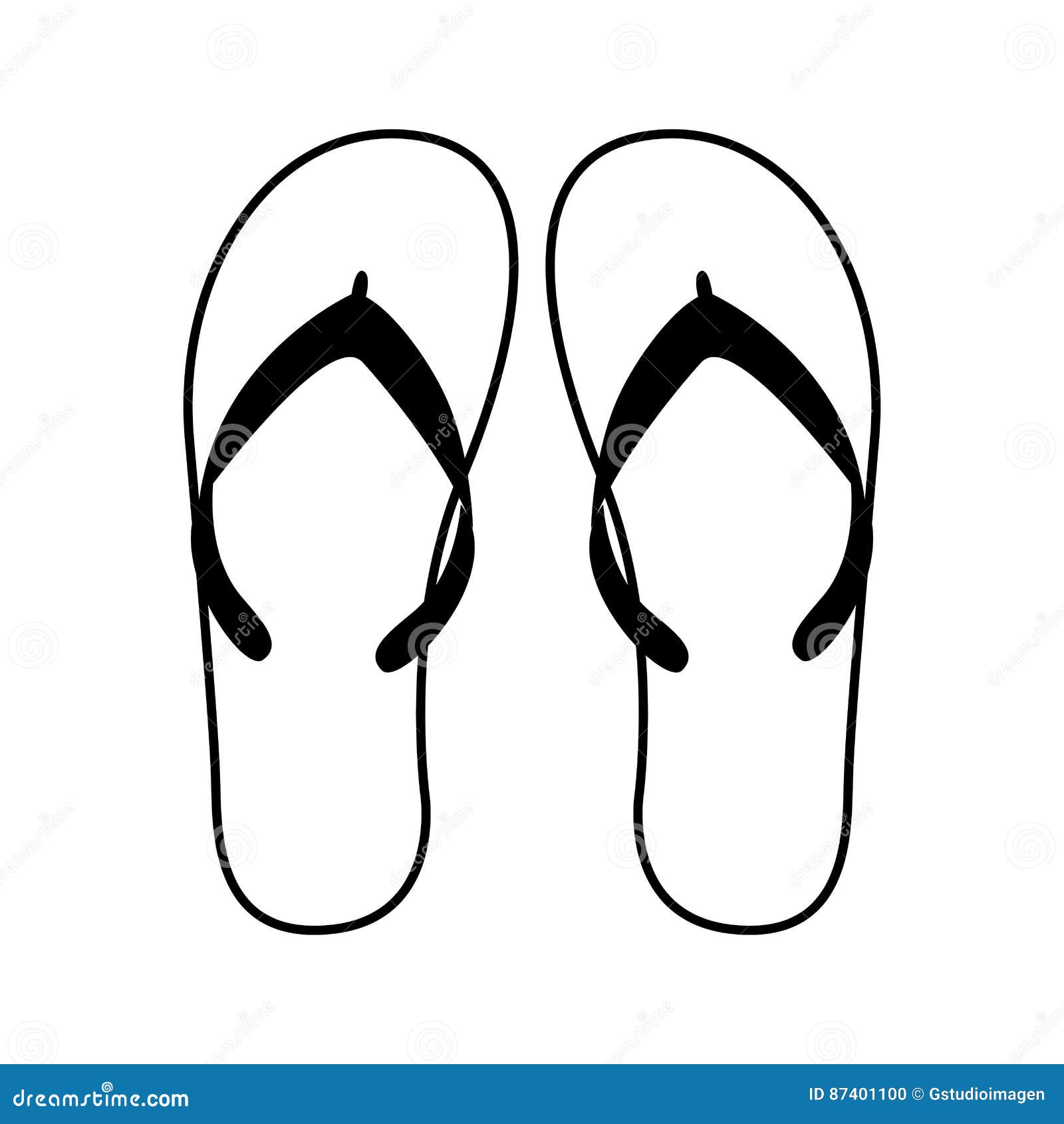 Flip flops isolated icon stock vector. Illustration of shape - 87401100