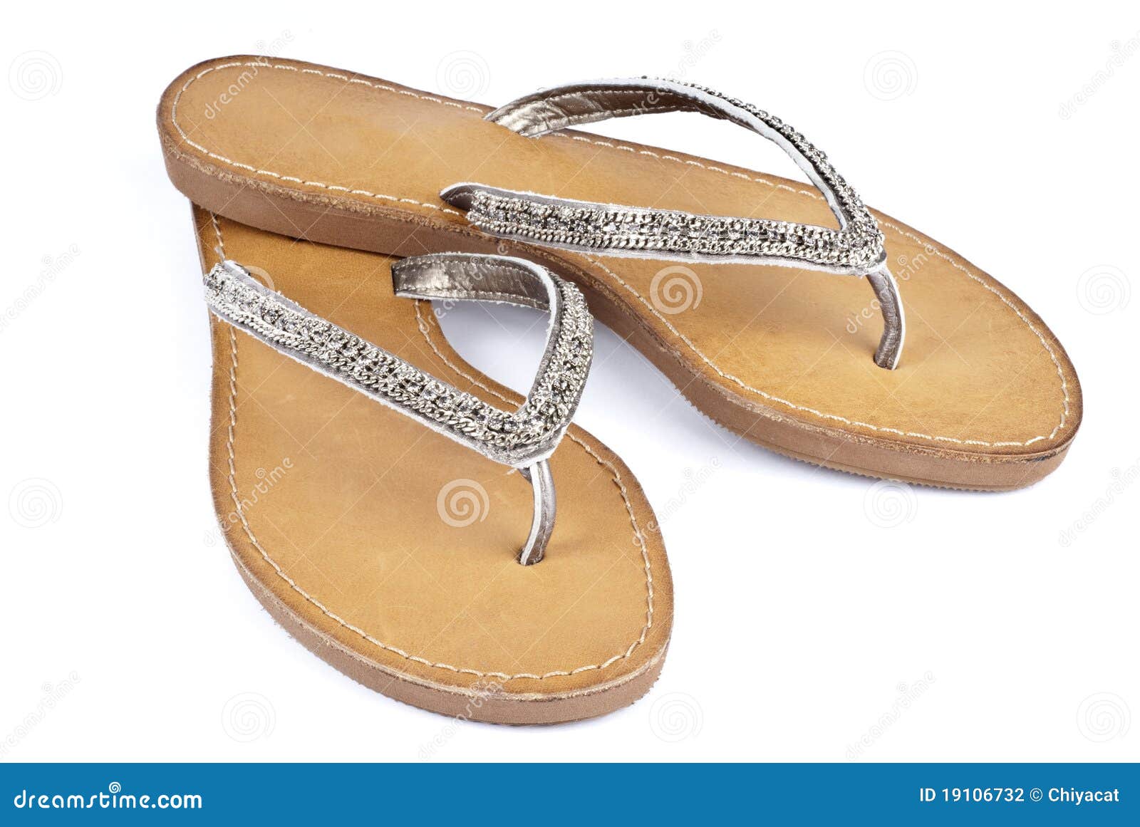 Flip Flops with Leather Soles Stock Photo - Image of flip, isolated ...