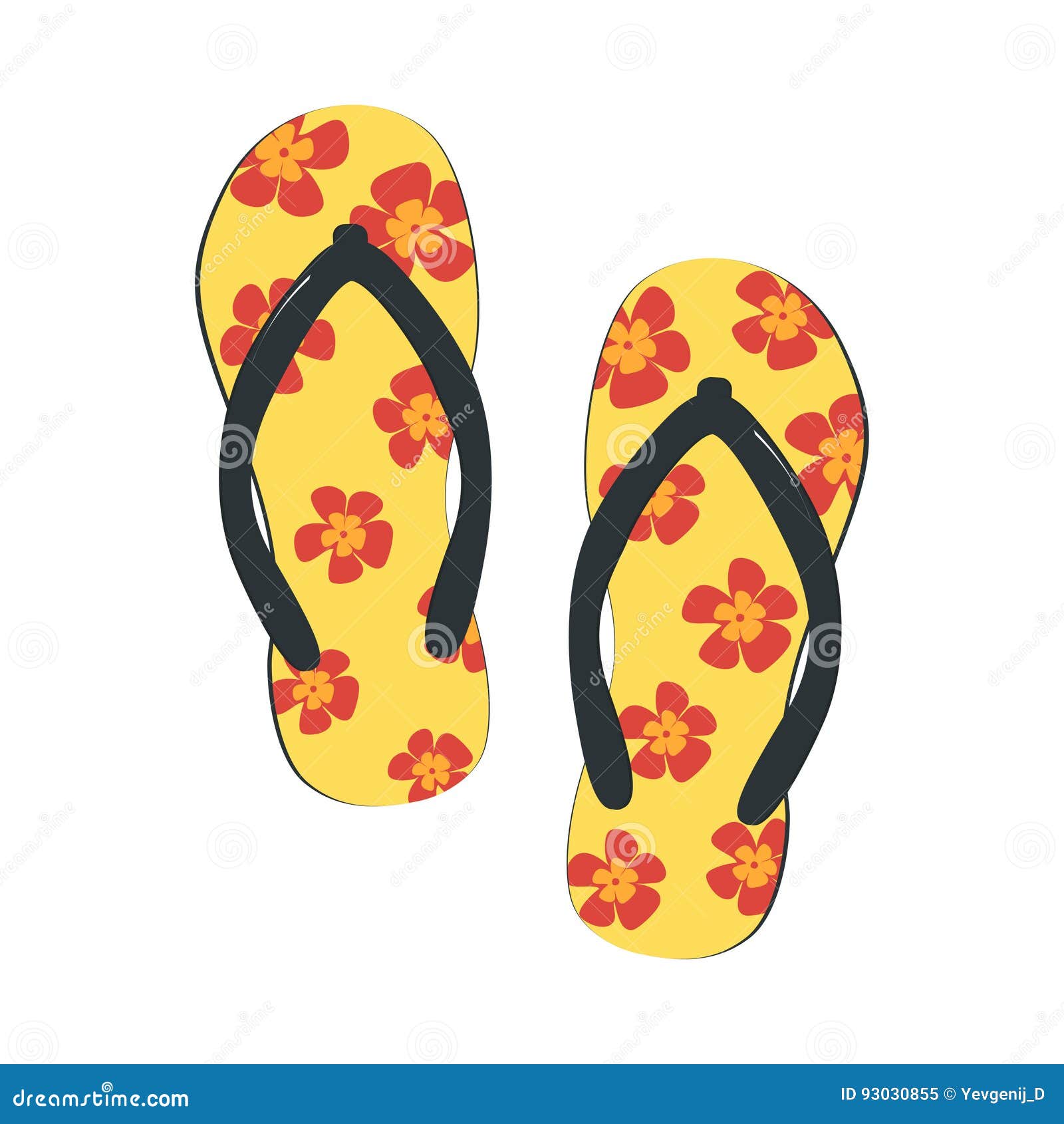 Flip-flops with Orchids Isolated on a White Background Stock Vector ...