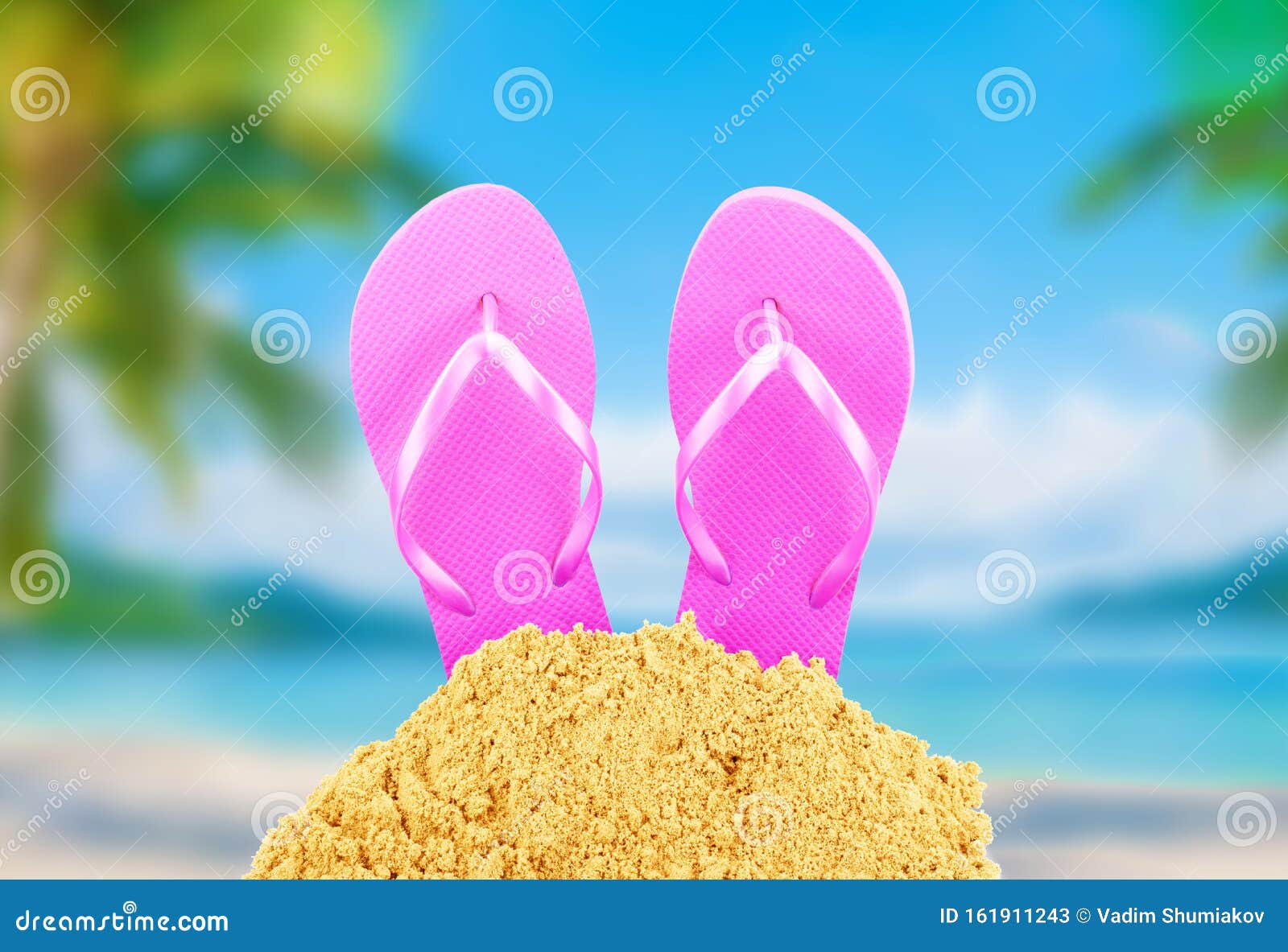 Flipflops in the Sand Against the Beach Stock Image Image of objects