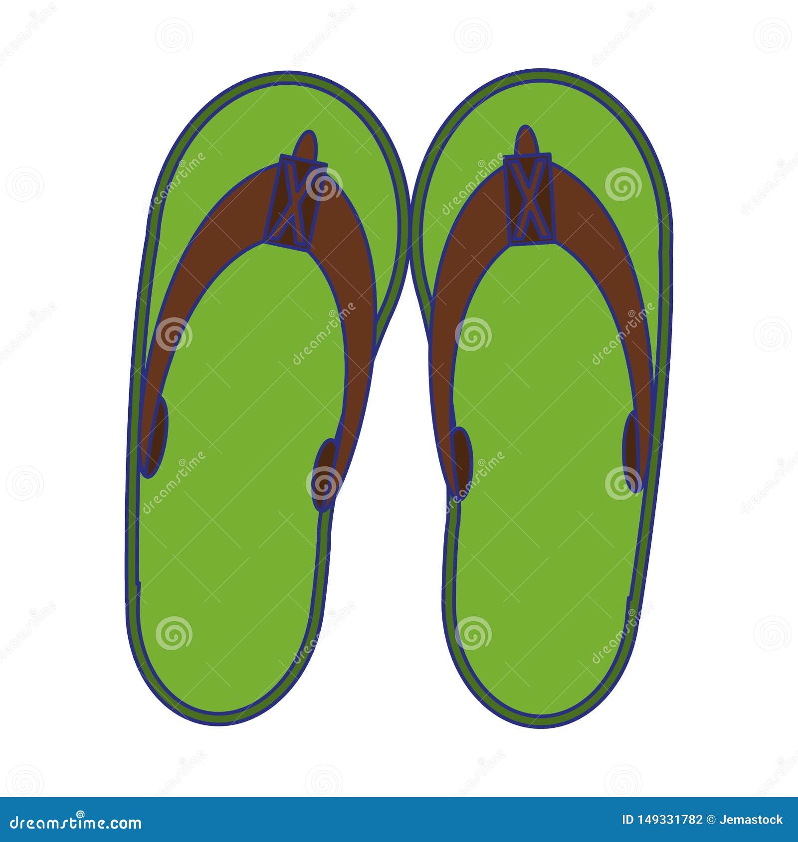 Flip Flops Sandals Footwear Isolated Cartoon Stock Vector ...