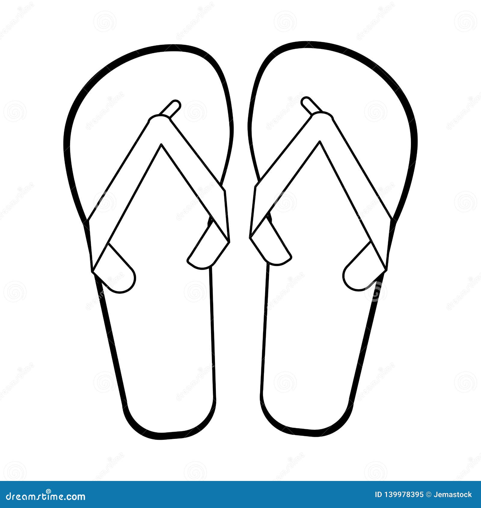 Flip Flops Sandals Footwear Symbol Black and White Stock Vector ...