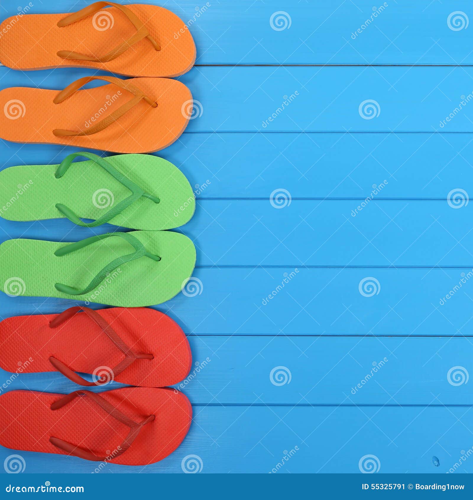 Flip Flops Sandals in Summer on Beach, Vacation with Copyspace Stock ...