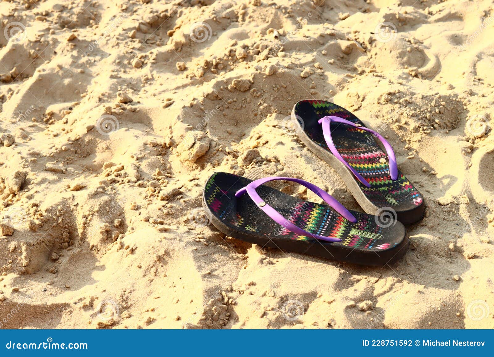 Flip Flops on a Sandy Beach. Summer Vacation Concept Stock Photo ...