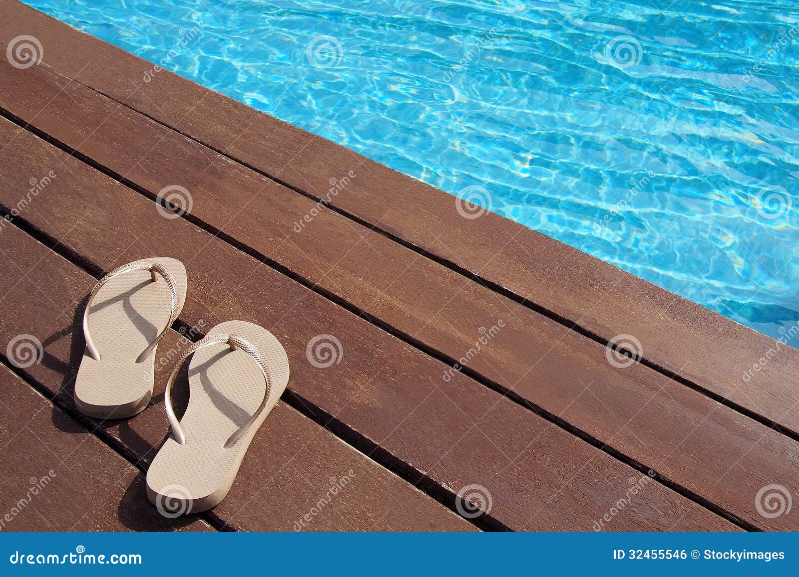 Flip Flops by the Swimming Pool Stock Photo Image of reflection