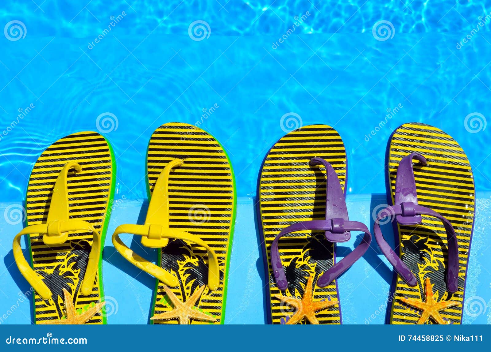 flip-flops on the swimming pool.