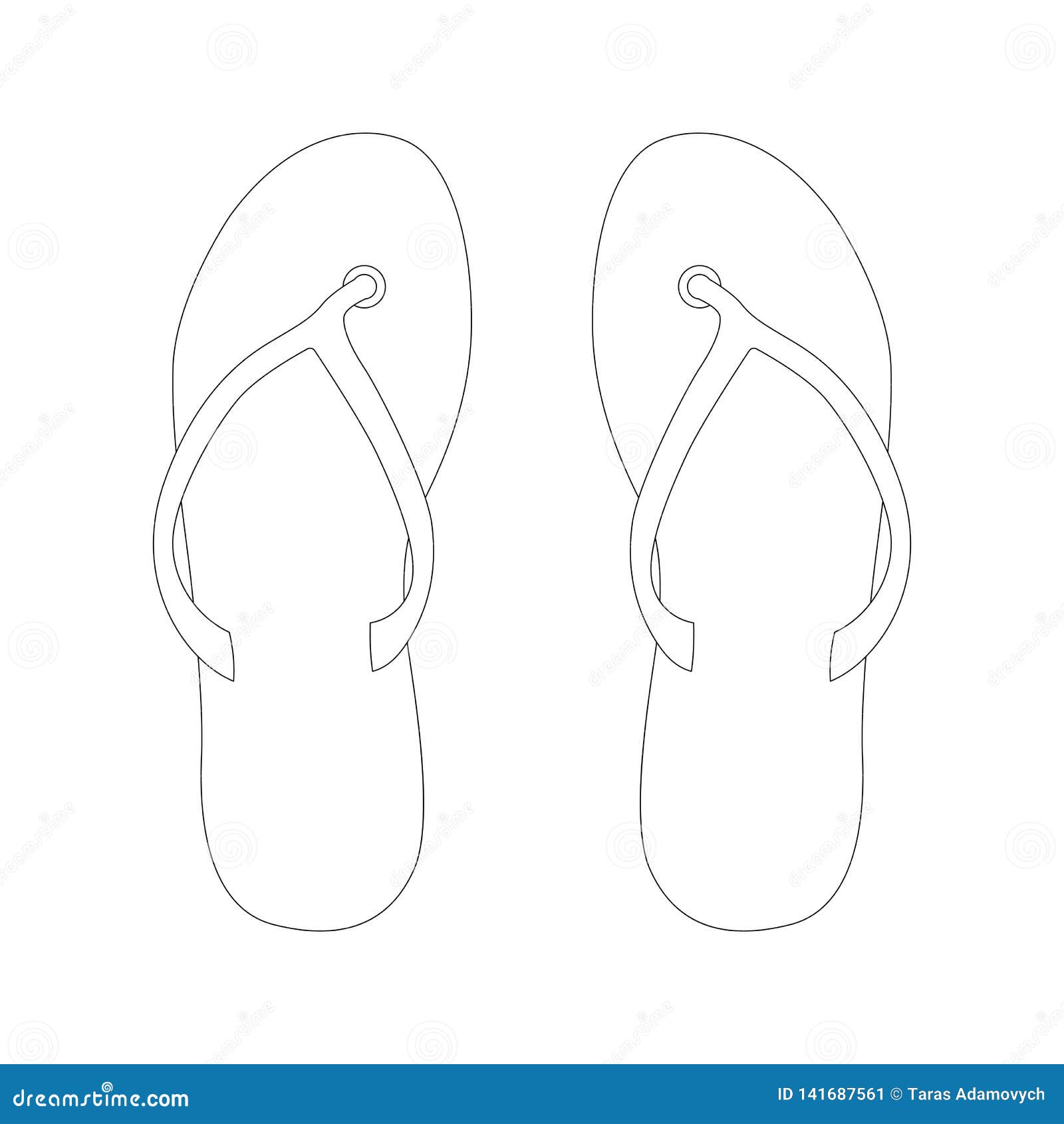 Flip-flops, Vector Illustration, Lining Draw Stock Vector ...