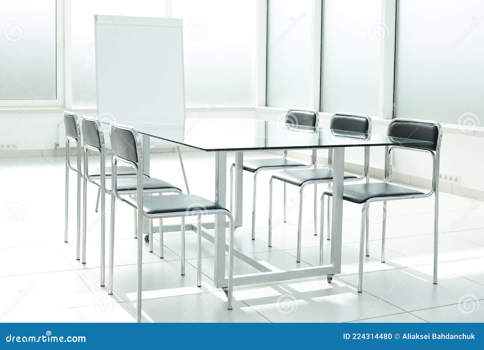Flipchart Glass Table and Chairs in Office Space Stock Photo Image of