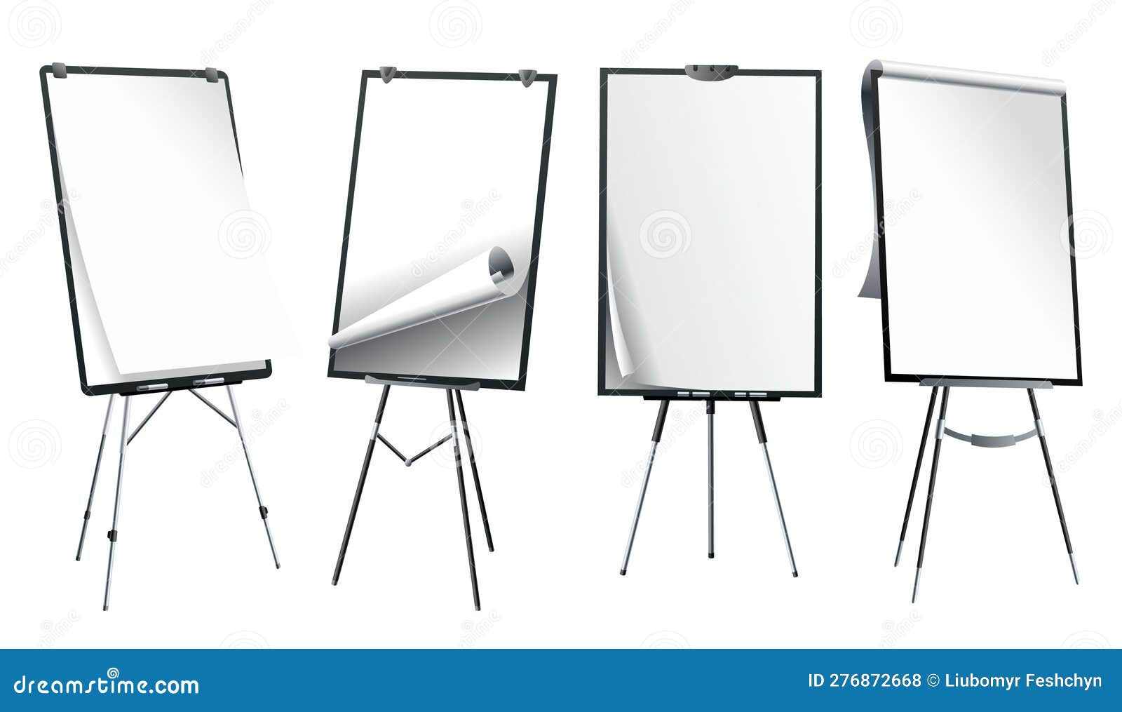 Flipchart Mockup Set at Different Angles. Presentation and Seminar
