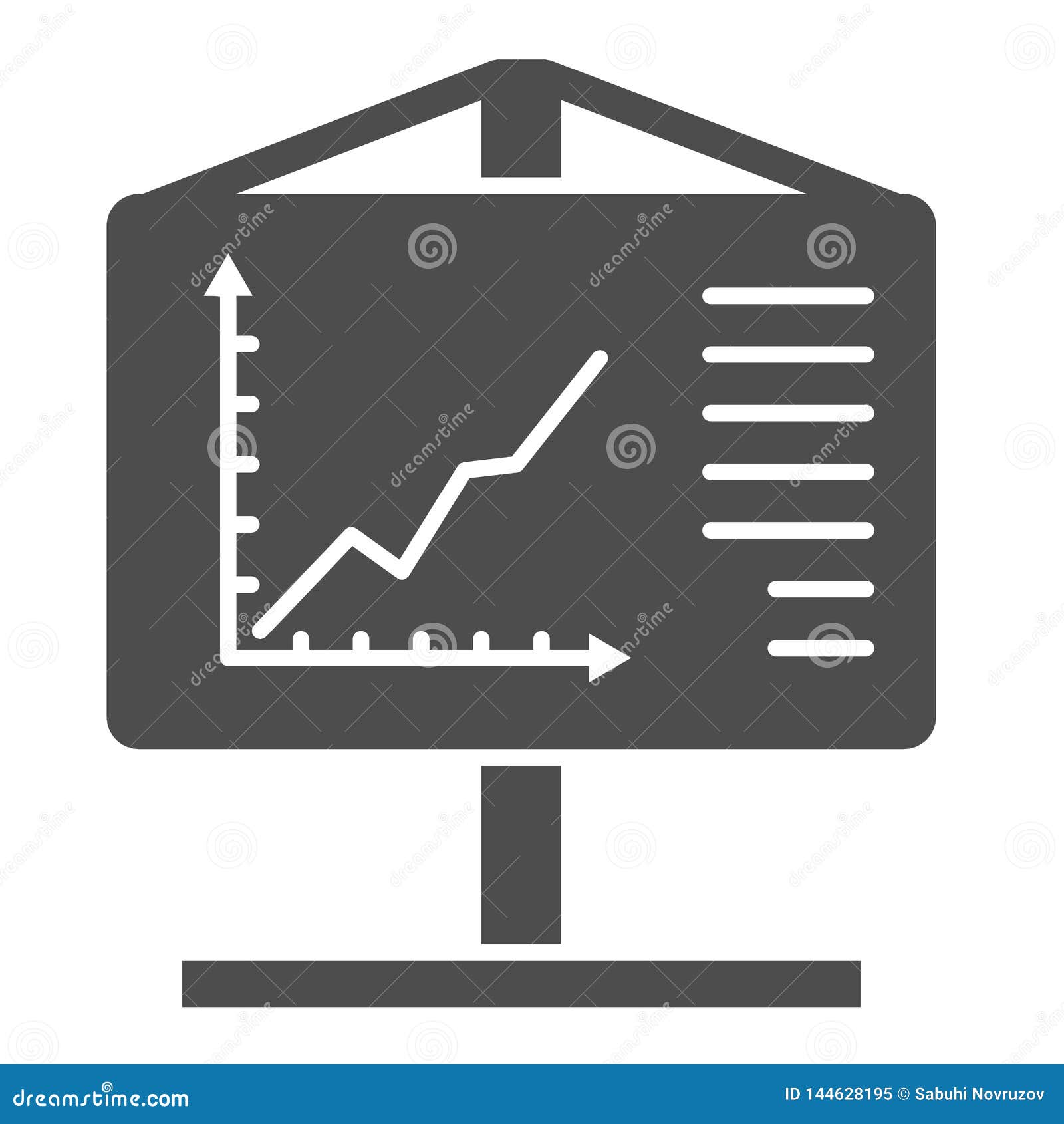 Flipchart Solid Icon. Presentation Vector Illustration Isolated on Chart Board App
