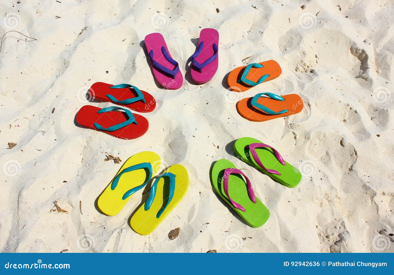 Flipflops on a Sandy Ocean Beach. Stock Photo - Image of foot, cute ...