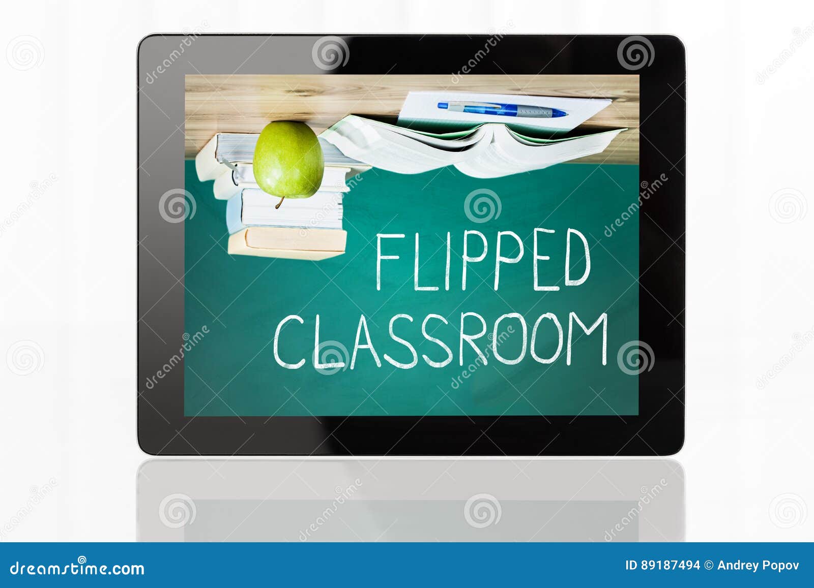 flipped classroom concept on digital tablet