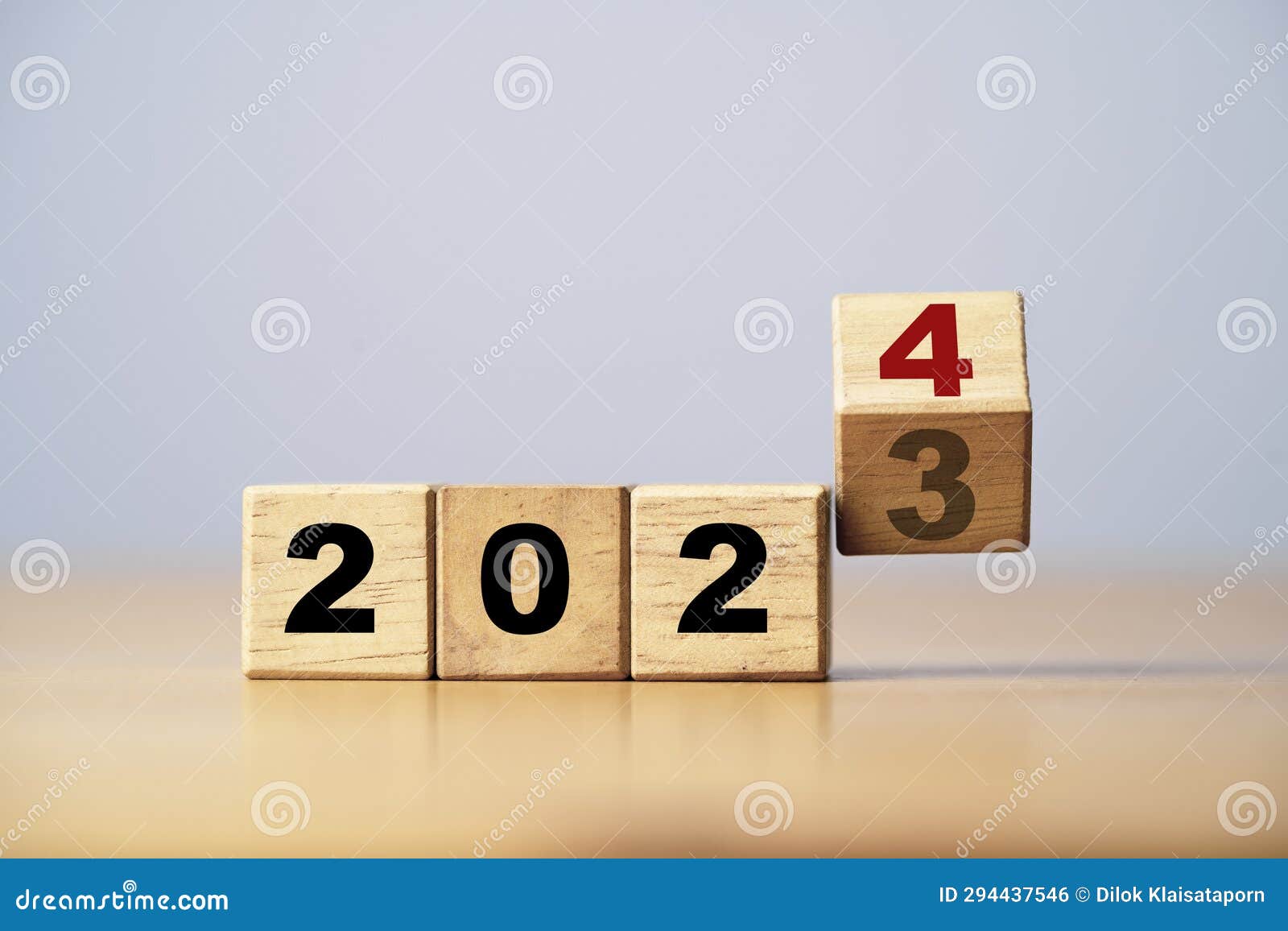Flipping of 2023 To 2024 on Wooden Block Cube for Preparation New Year ...