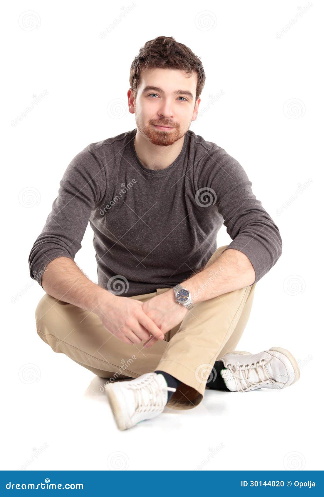 Man sitting on the floor stock photo. Image of background - 30144020