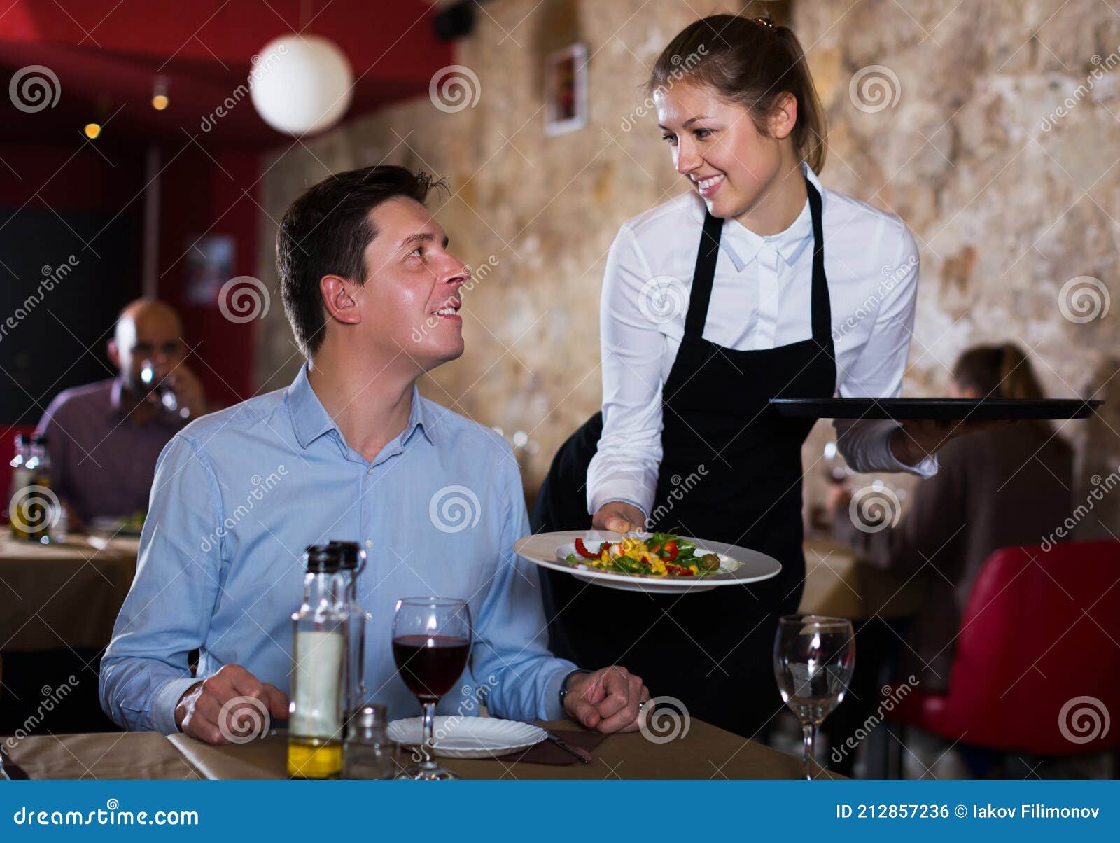 Man Flirting Waitress Stock Photos picture