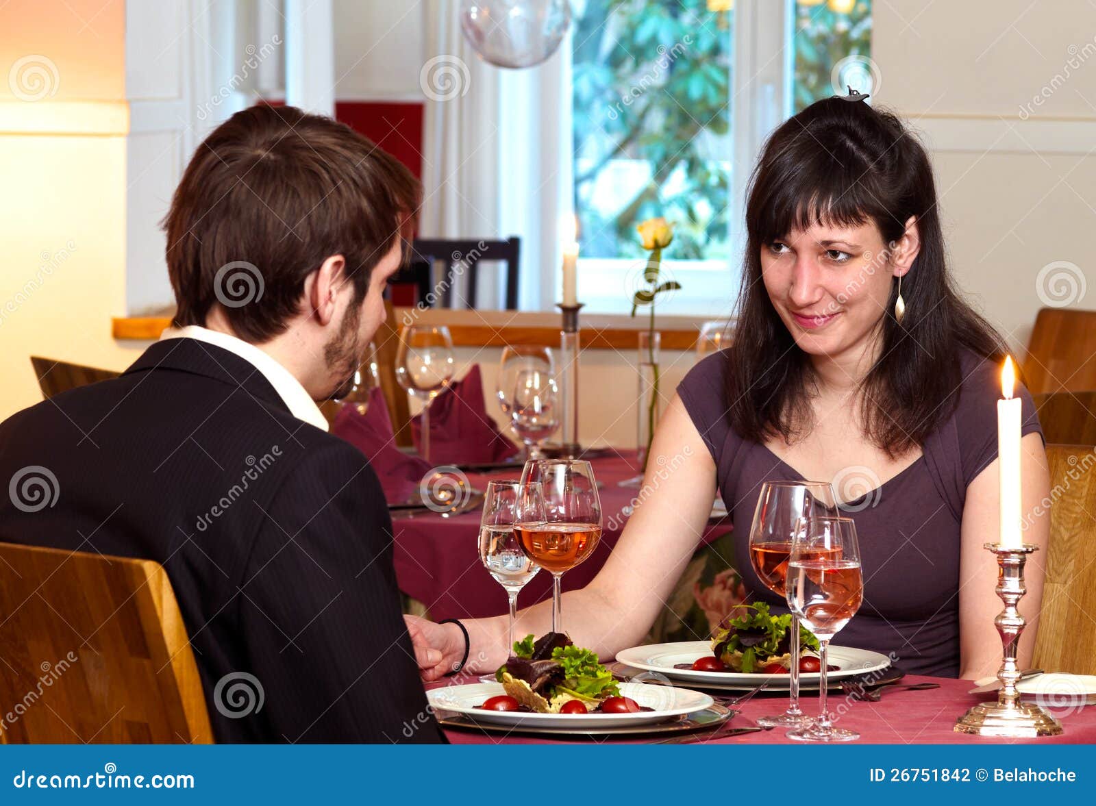 flirting over a romantic dinner