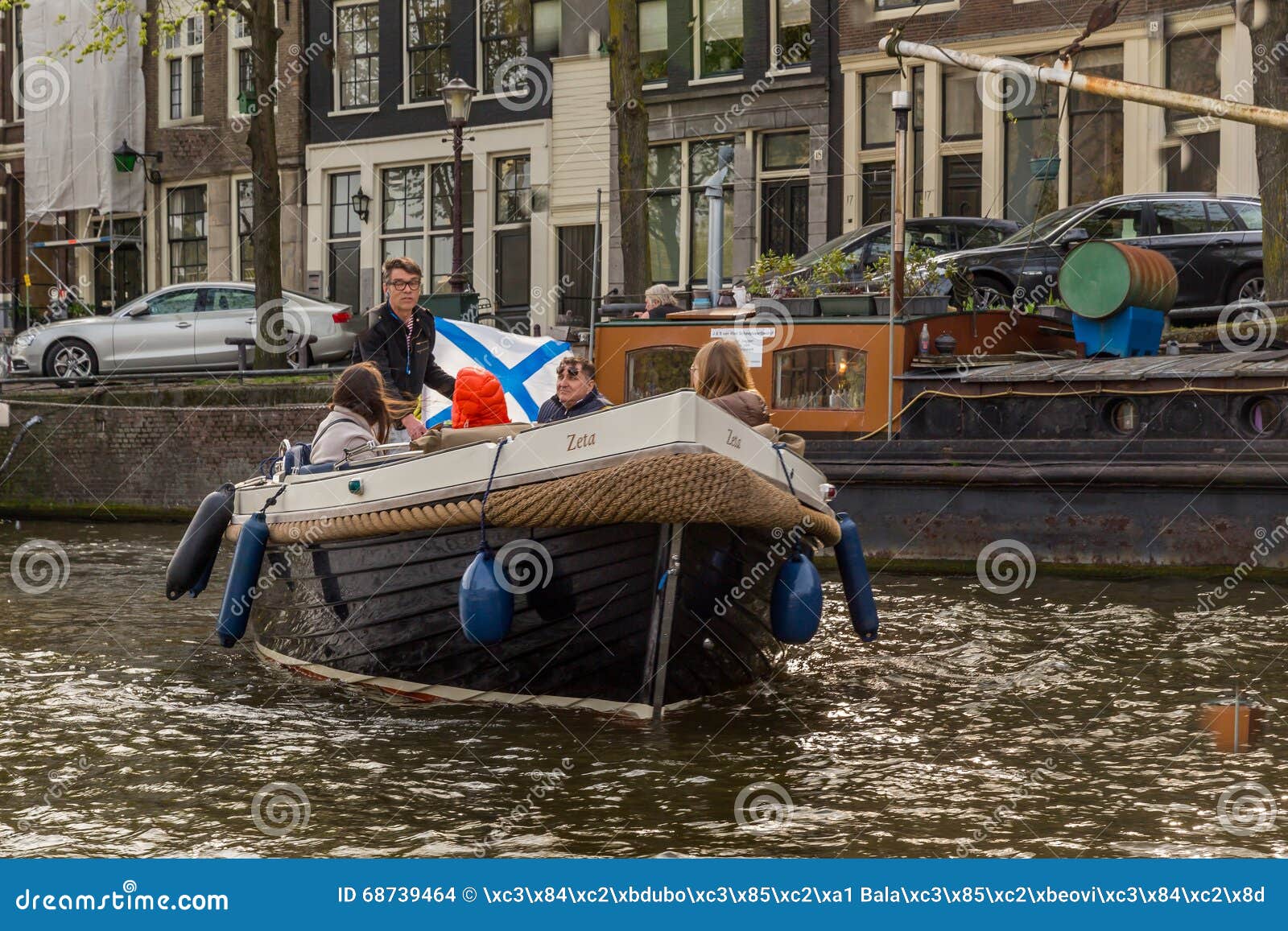 Floating Boat on the Canal in Amsterdam Editorial Stock Image Image