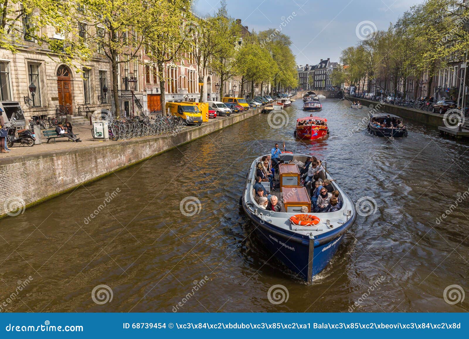 Floating Boats on the Canal in Amsterdam Editorial Stock Image Image