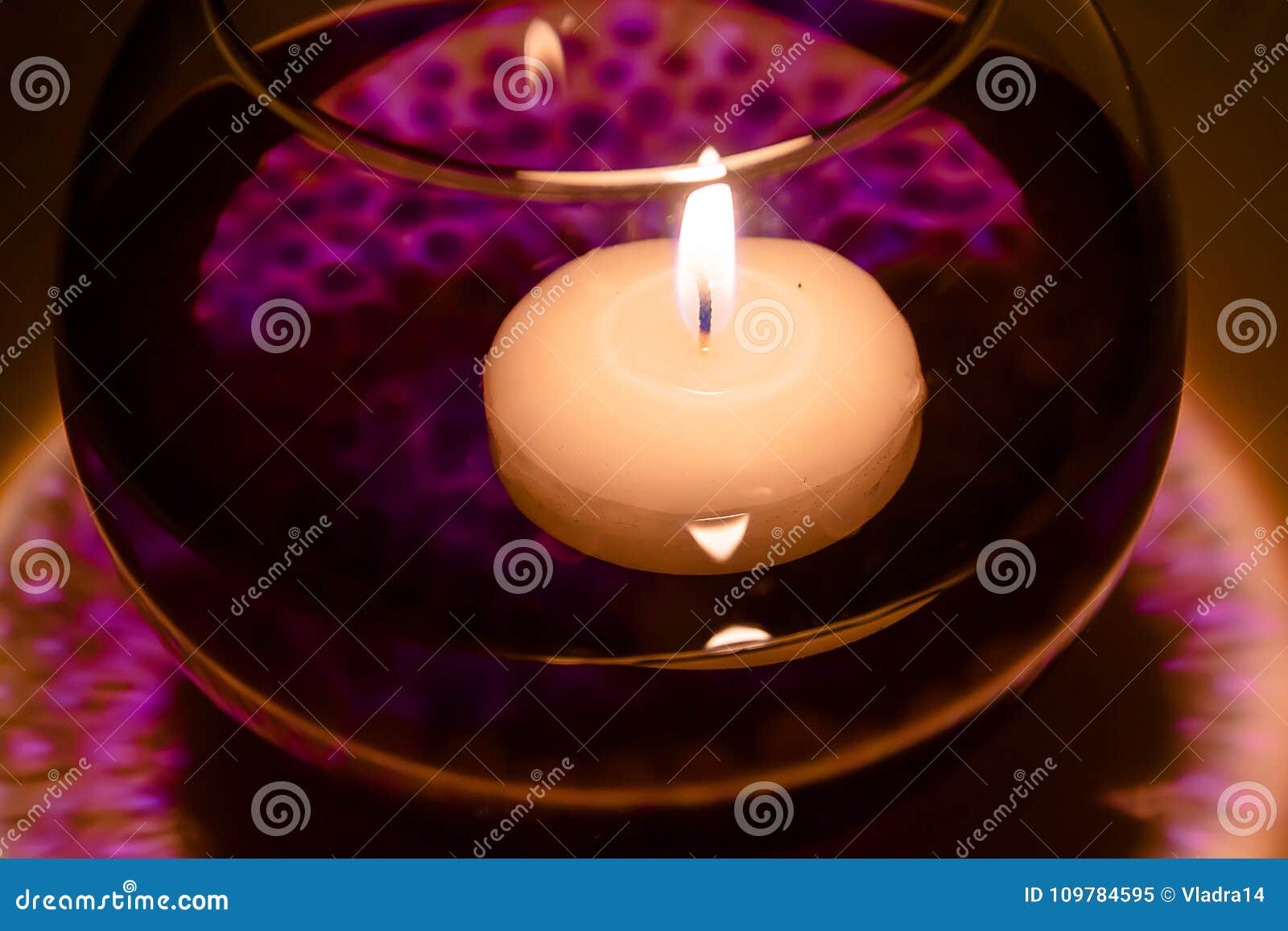 Floating Candles in a Pot with Water Stock Image Image of beauty