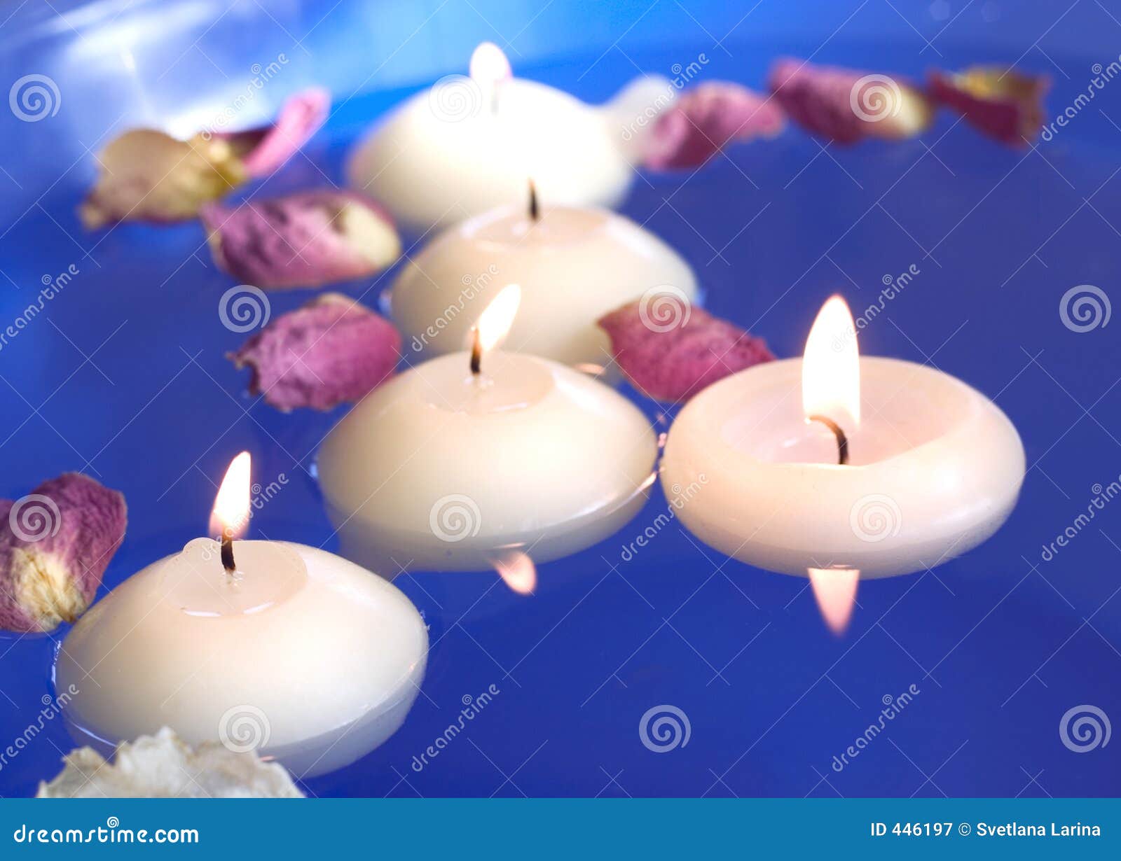 Floating Candles with Rose Petals Stock Image Image of blue, bath 446197