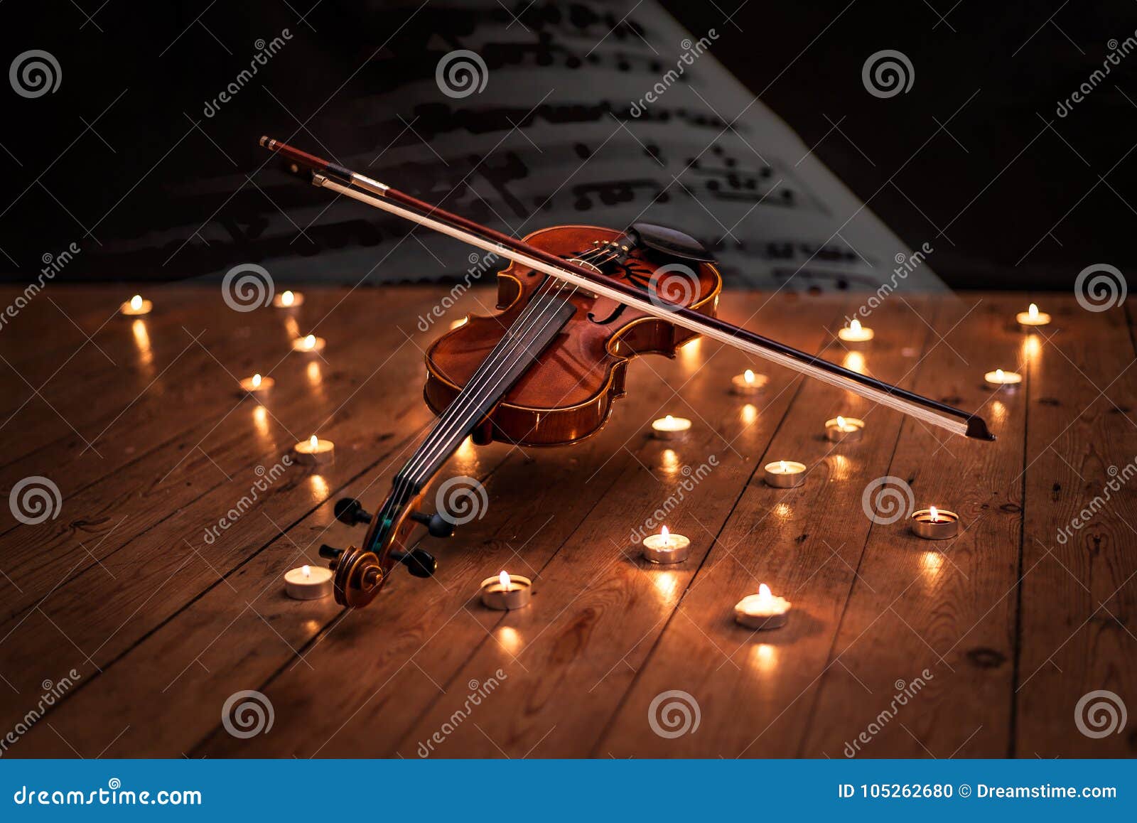 The Floating Ghost Violin Lit by Candlelight Stock Photo Image of