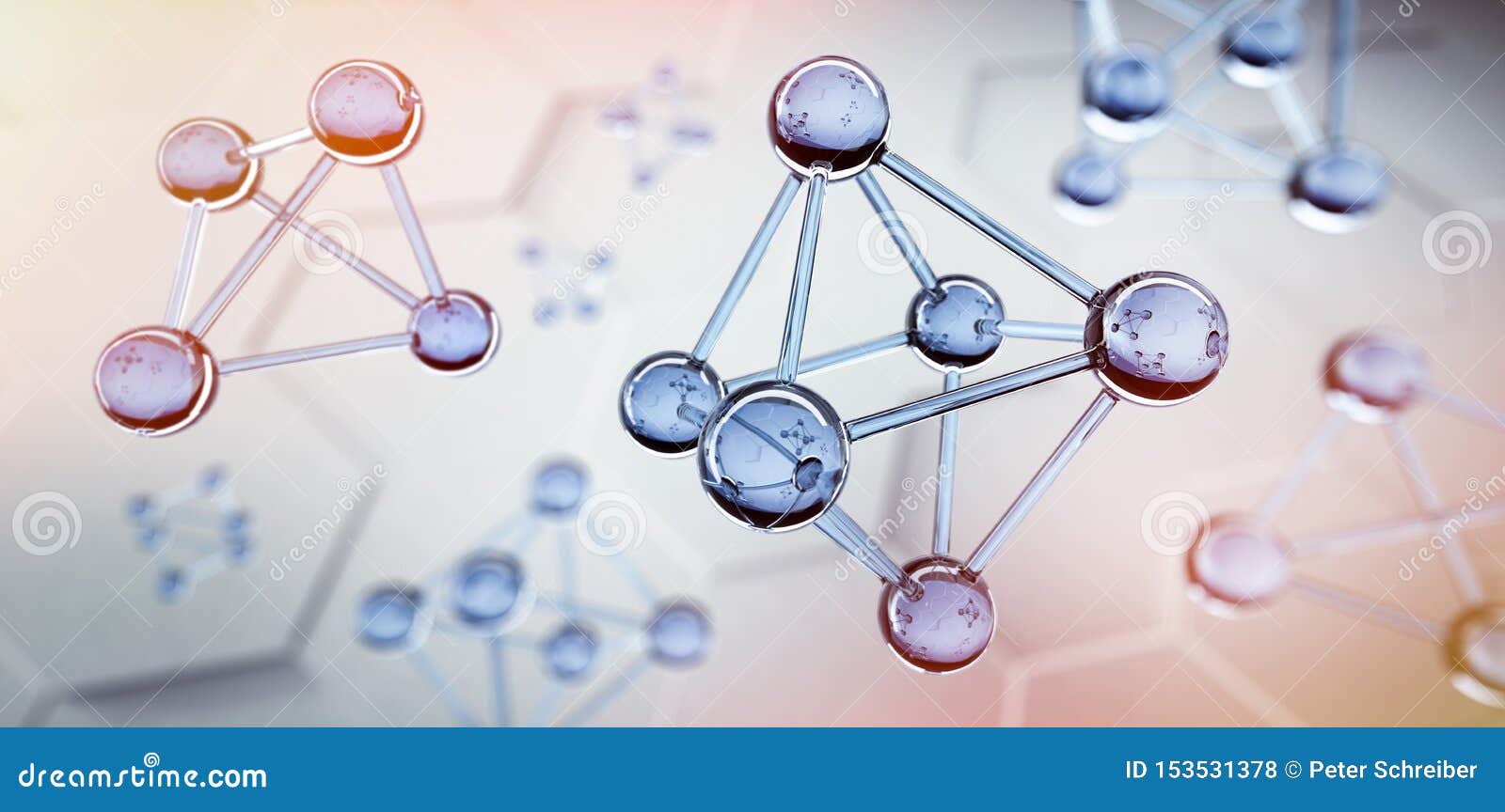 Glass Molecule Structure Visualization RoyaltyFree Illustration