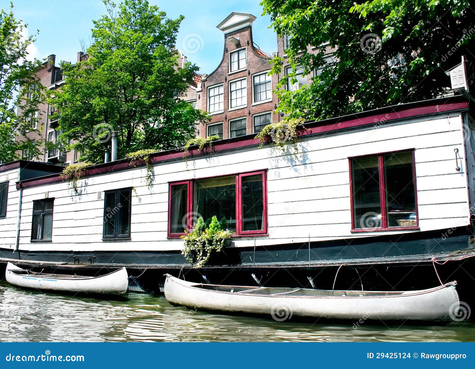 Floating House with Boats in Amsterdam Stock Photo Image of blue