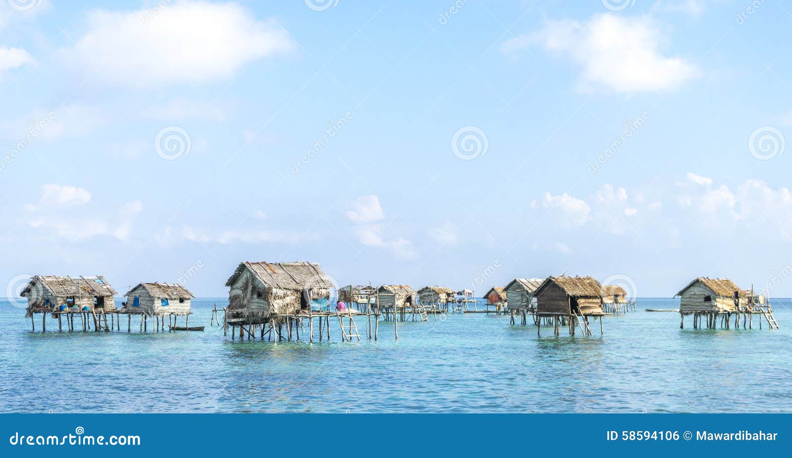 Poor floating house at the sea