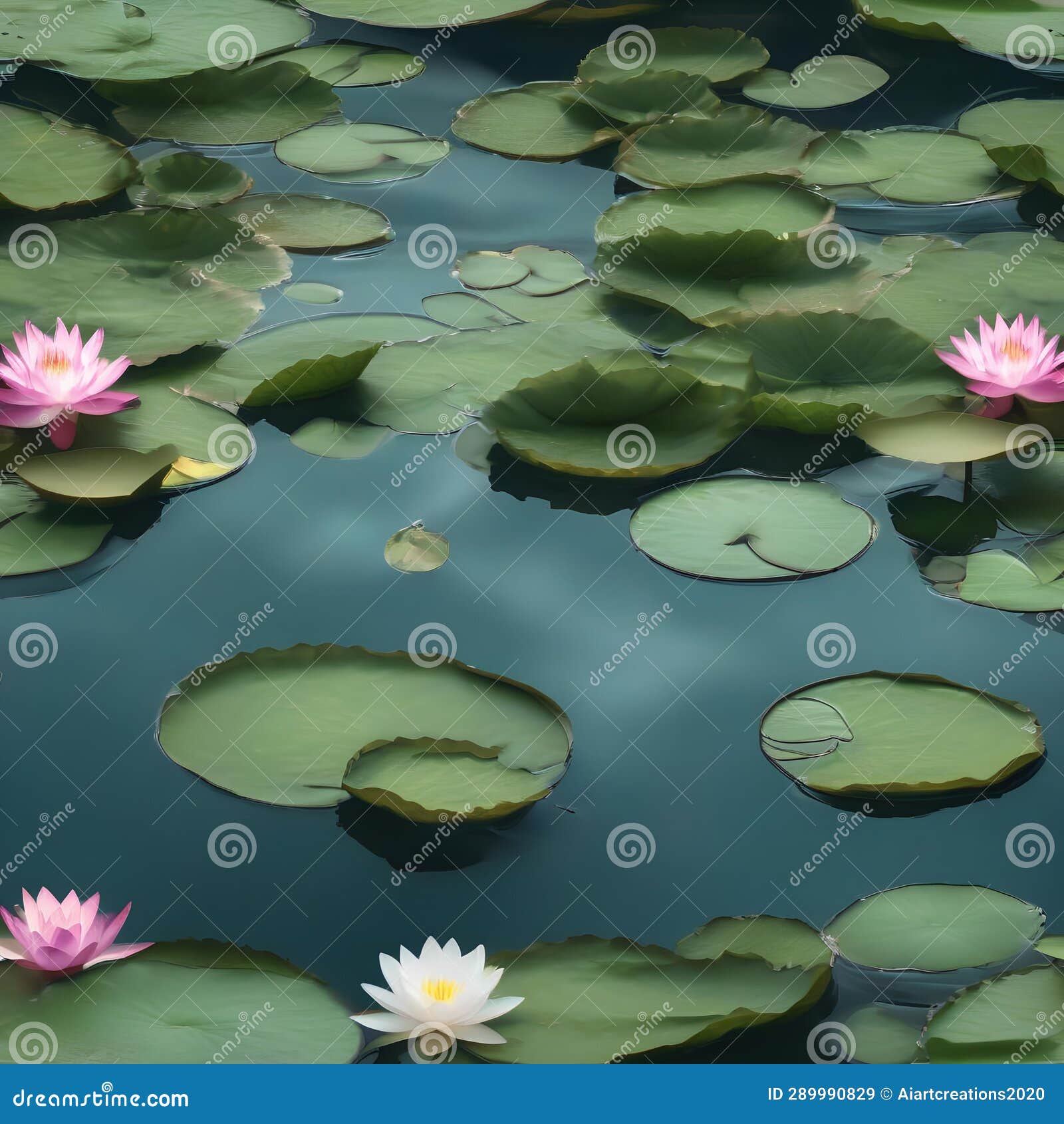 a floating island covered in shimmering, translucent water lilies that defy gravity as they hover above the water2