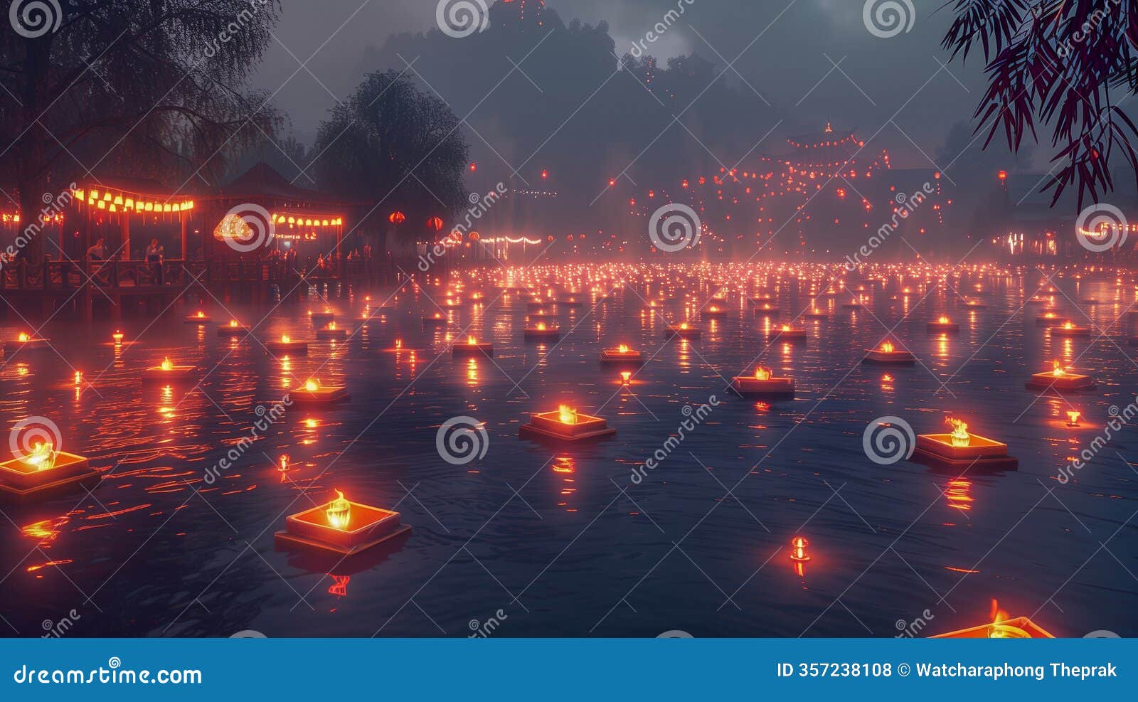 floating lanterns illuminate a serene festival night